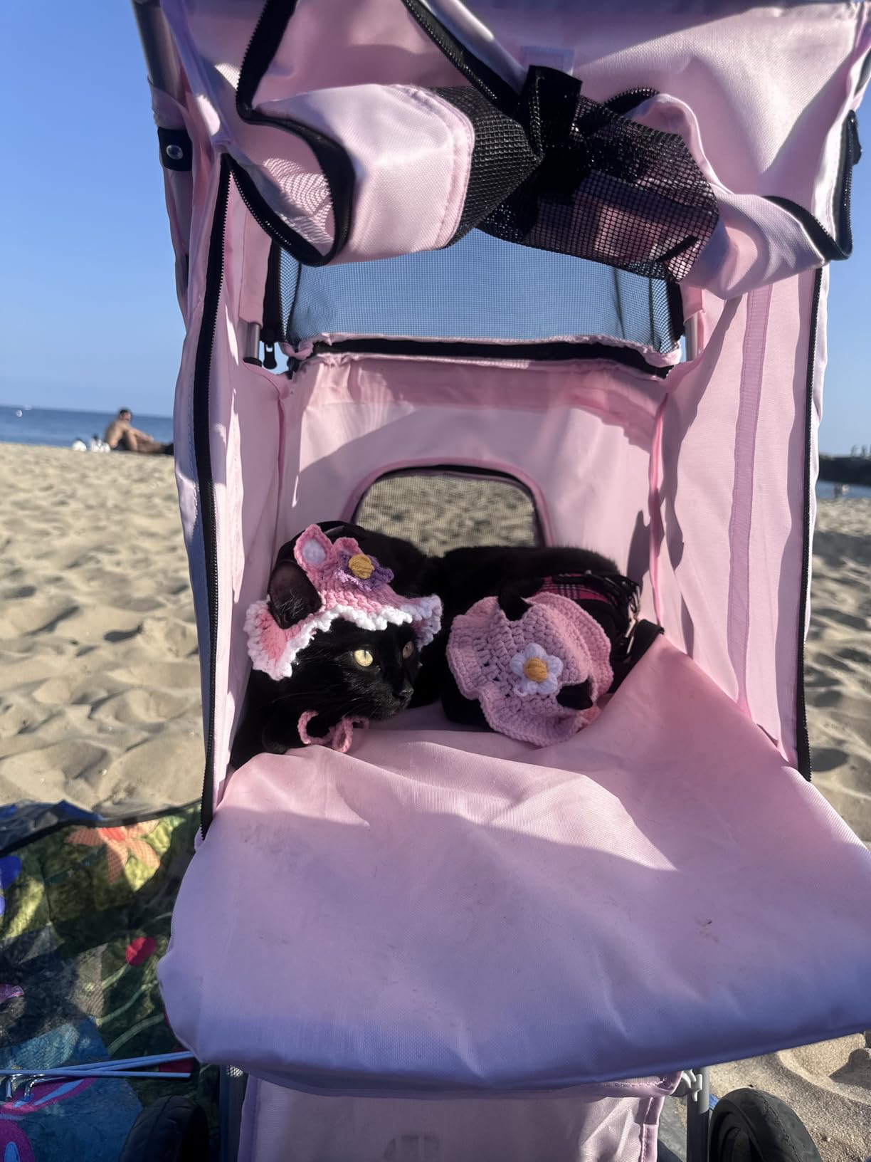 Trixie Foldable Pet Stroller for Cats and Dogs, Pet Carrier Strolling Cart with Weather Cover, Storage Basket, Cup Holder, Pink customer photo 2