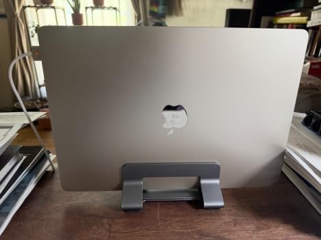 Aluminum Dual Vertical Laptop Stand Dock Holder, Supports 2 Devices, Adjustable Slot Width 15-36mm, Space-Saving Upright Storage for MacBook and Laptops customer photo 2