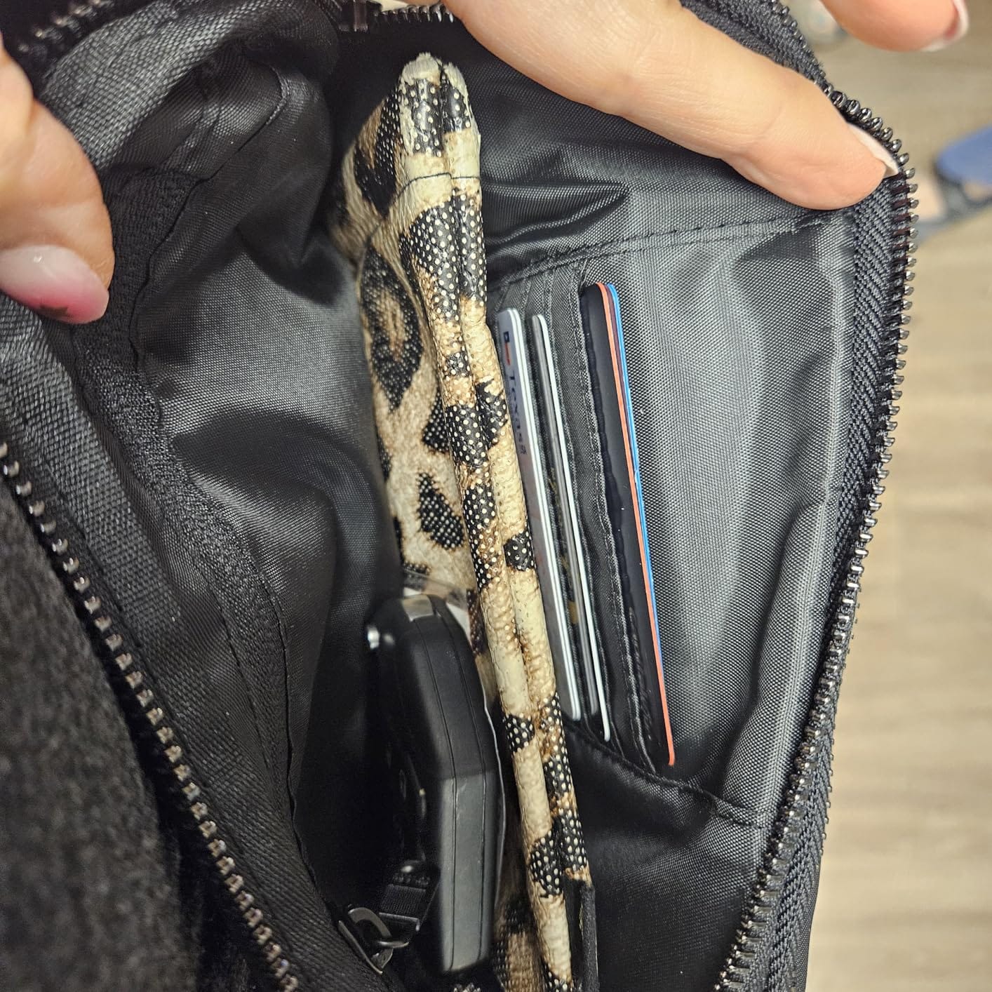 Nylon Fanny Pack Belt Bag for Women with 5 Zipper Pockets, Black customer photo 1