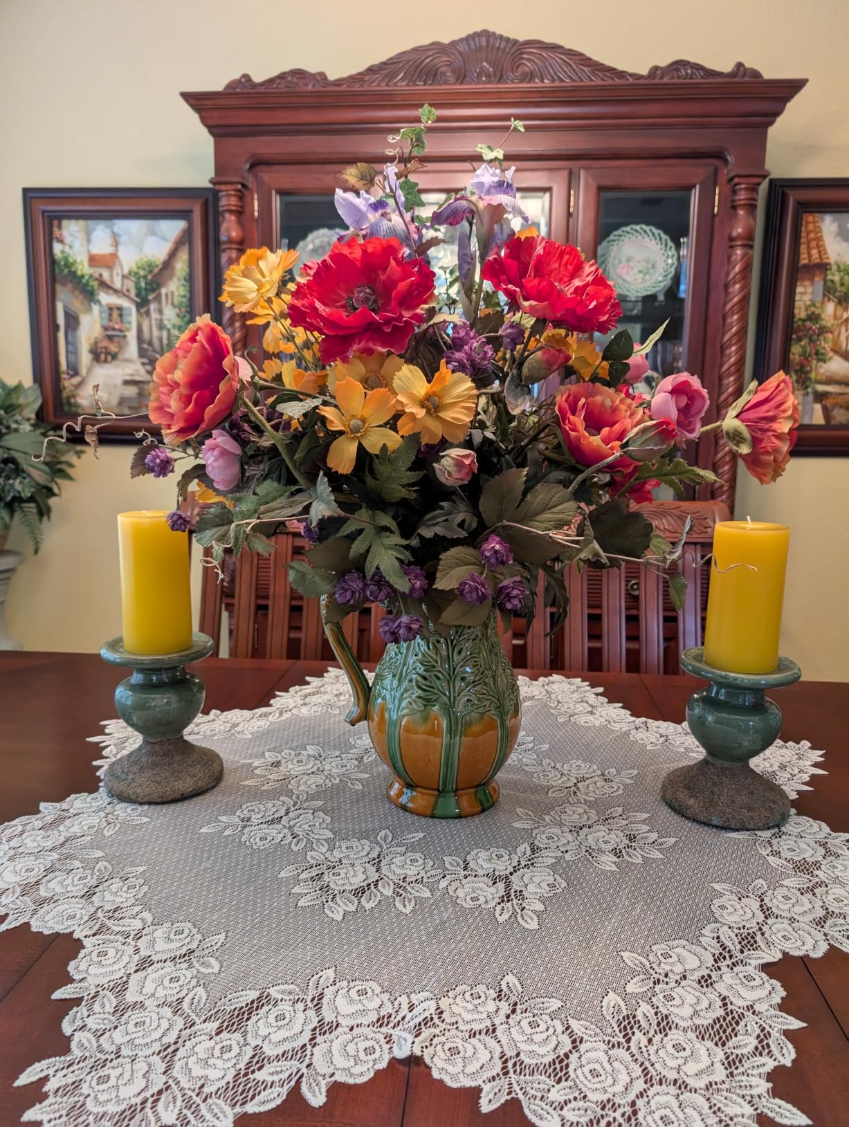 Creative Co-Op 2-Tone Sculptural Terracotta Pillar Candle Holder, Distressed Green customer photo 1