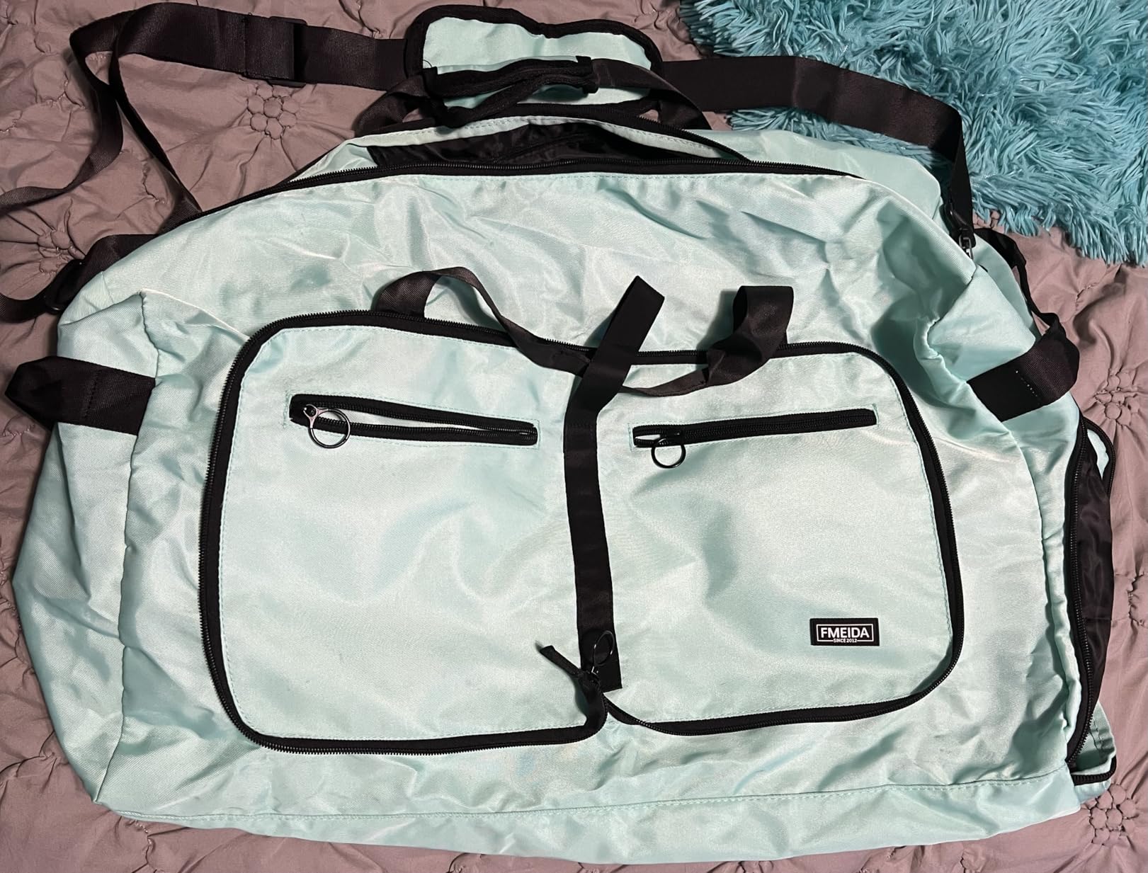 Fmeida 65L Duffle Bag Foldable Travel Duffel Bags for Men Women Travel Bag | Shoes Compartment, 65L Large Capacity, Foldable, Packable, Water Repellent, Tear Resistant, for Traveling Gym Overnight Camp customer photo 2