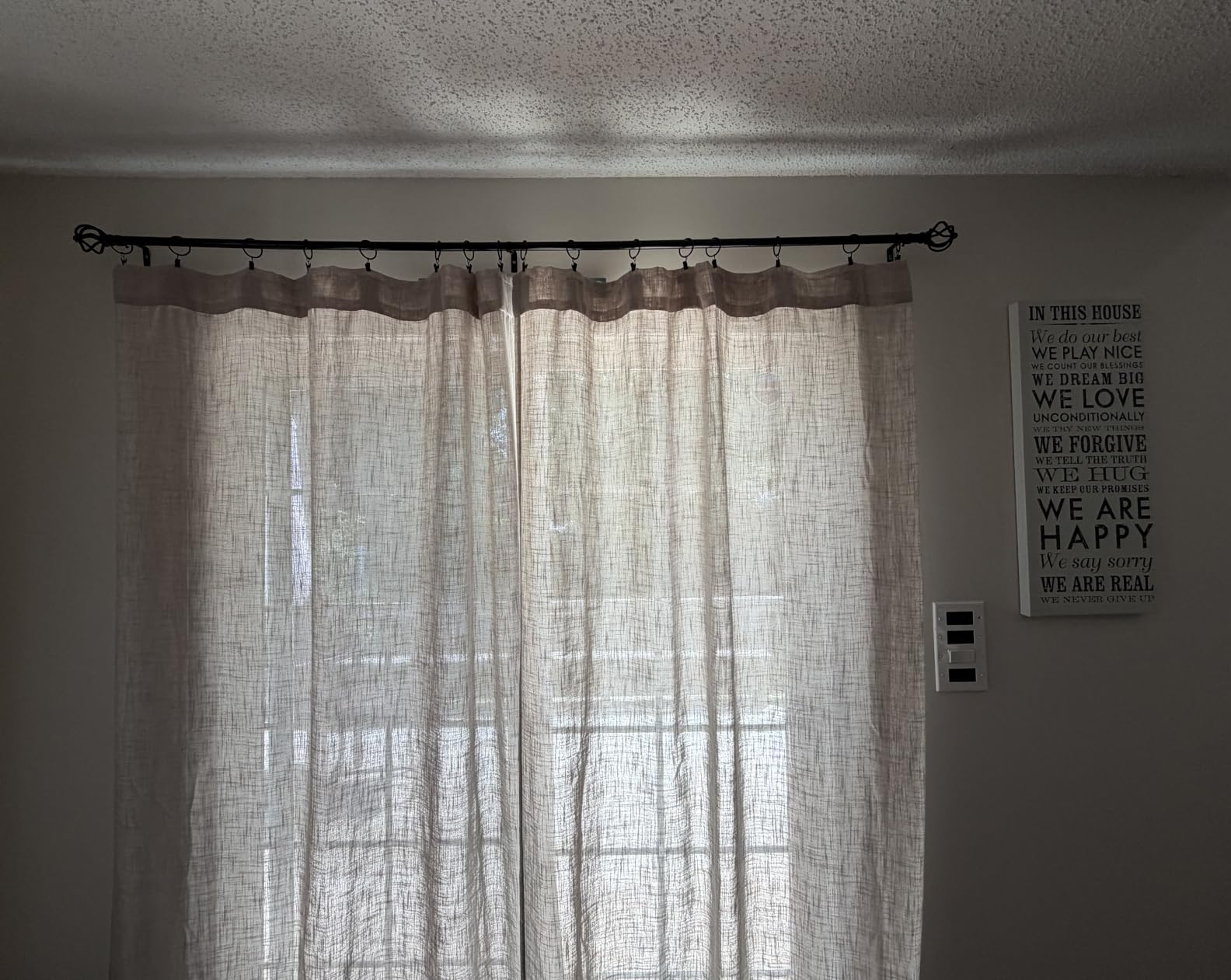 MIULEE Natural White Linen Curtains 52x90 Inch Long 2 Panels for Bedroom | Soft Thick Linen Textured Window Drapes, Semi Sheer Light Filtering, Rod Pocket Back Tab, Farmhouse Cream Ivory customer photo 1