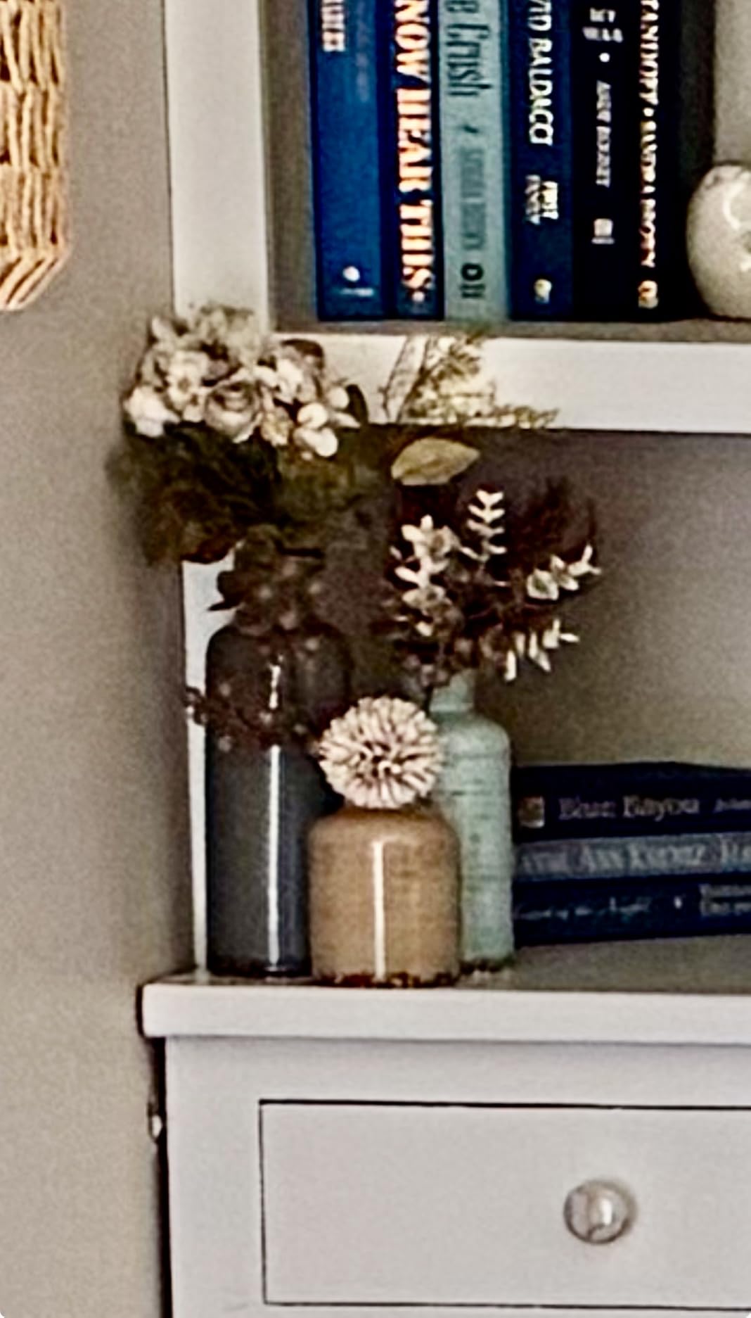 Blue Ceramic Vase Set - 3 Blue Small Vases, Farmhouse Country Flower Vase Home Decor, Living Room Decoration, Table Decoration, Fireplace Decor, and Entrance Decorations Centerpieces customer photo 1