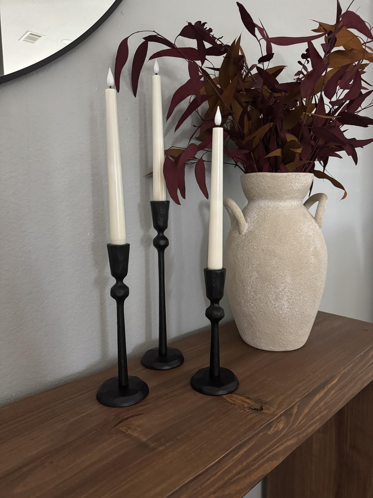 Antique Brass Iron Taper Candle Holder - Set of 3 Decorative Candle Stand | Candlestick Holder for Wedding, Dining, Party customer photo 1