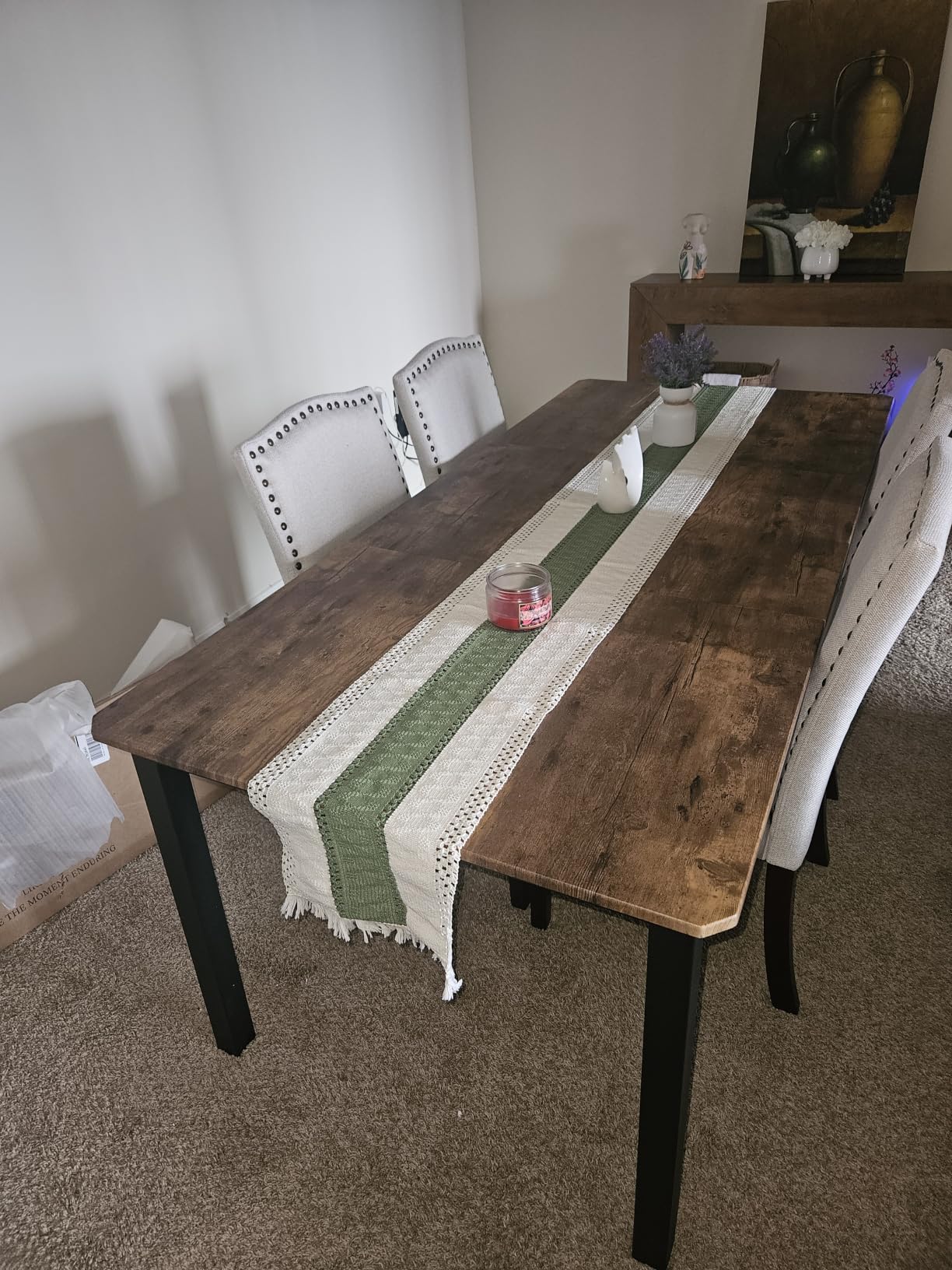 Macrame Table Runner Cream Beige Boho Table Runners with Tassels Hand Woven Cotton Table Runner Rustic Farmhouse Table Runners for Bohemian Kitchen Dining Table(12x71in) customer photo 2