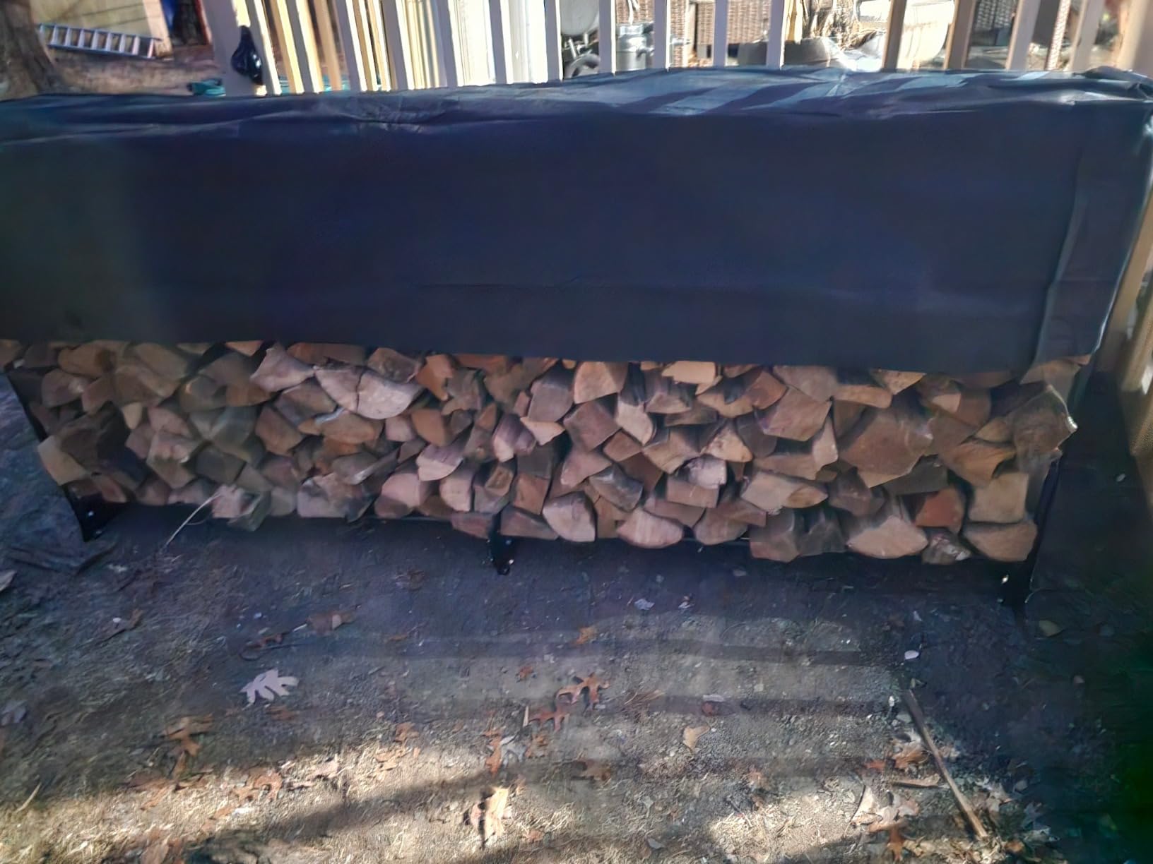VEVOR 12.7FT Outdoor Firewood Rack with Cover, Firewood Holder for 3/4 Cord | Heavy Duty Wood Storage with Half-Covered for Porches Gardens Patios Yards Log Steel Frame UV Protection customer photo 2