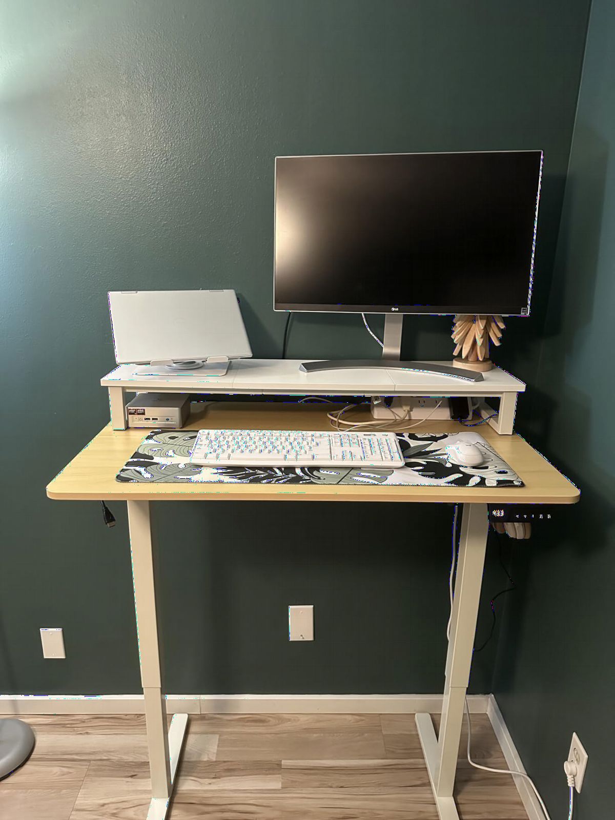 YAOHUOO Dual Monitor Stand Riser, 39Inch Large Monitor Stands for 2 Monitors, Computer Monitor Stand, Wooden Desktop Organizer Shelf for Office Desk Computer, Laptop, TV customer photo 2