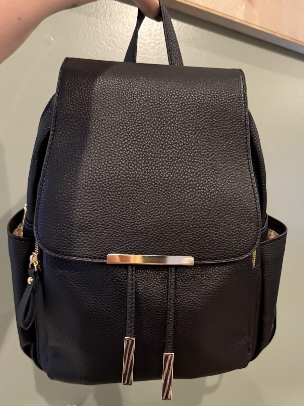 KKXIU Trendy Leather Backpack Purse for Women and Ladies Shoulder Travel Daypacks Bags (A-Black) customer photo 1