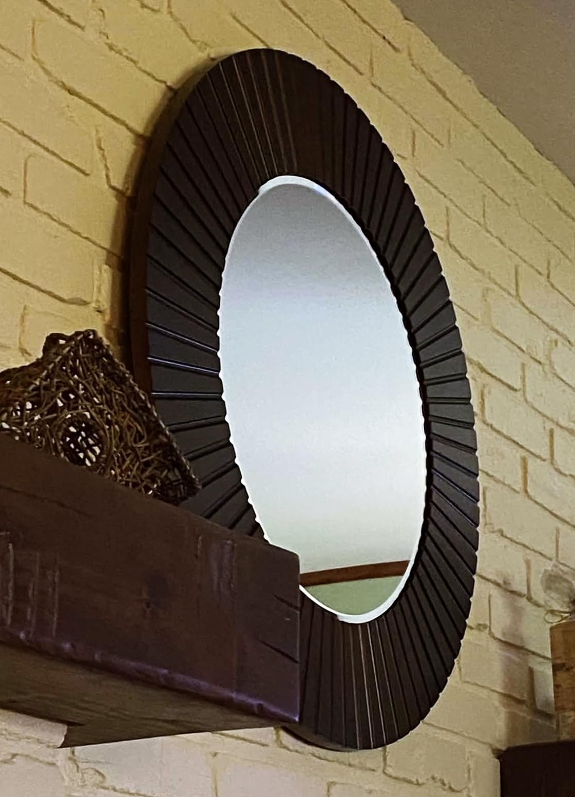 Gold Mirror for Wall Decor, 30'' X 30'' Round Decorative Wall Mirror with Wood Frame, Elegant Accent Mirror for Living Room, Entryway, Bathroom customer photo 1