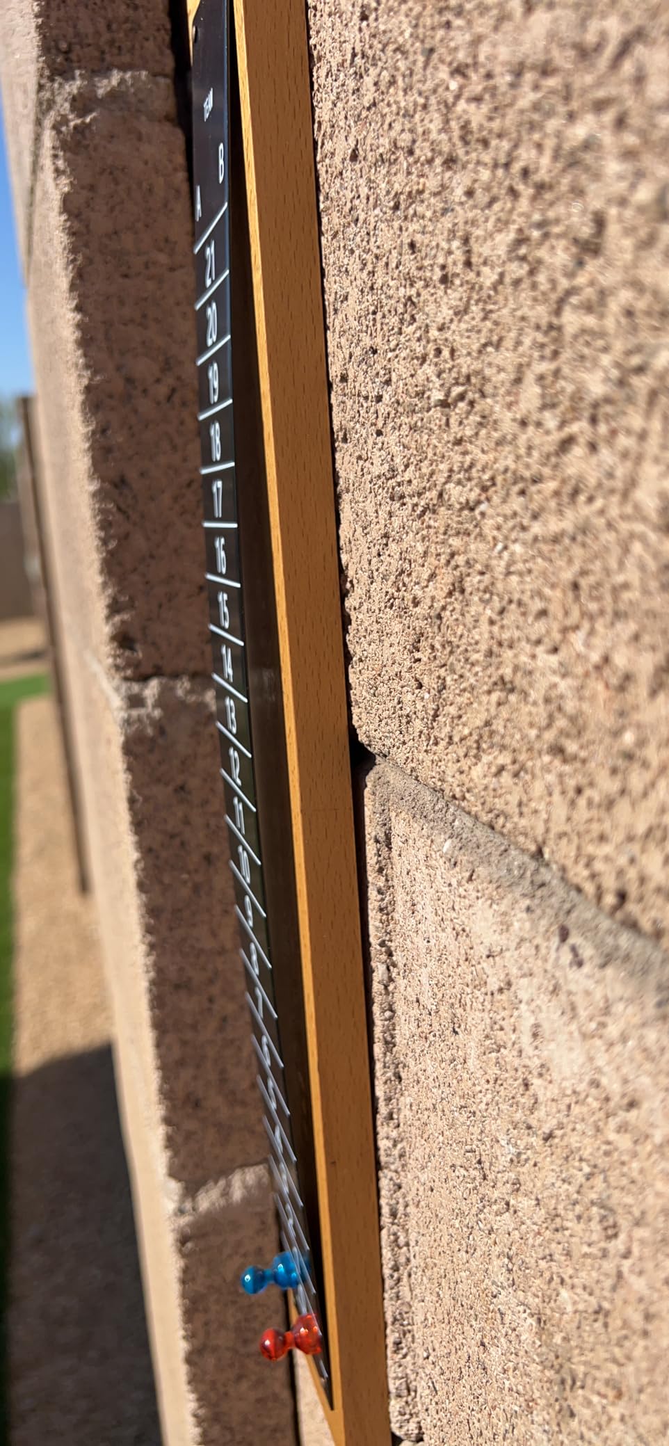 Steel Scoreboard Nailed on a Beech Board with Magnetic Score Keepers for Cornhole and Other Games (17