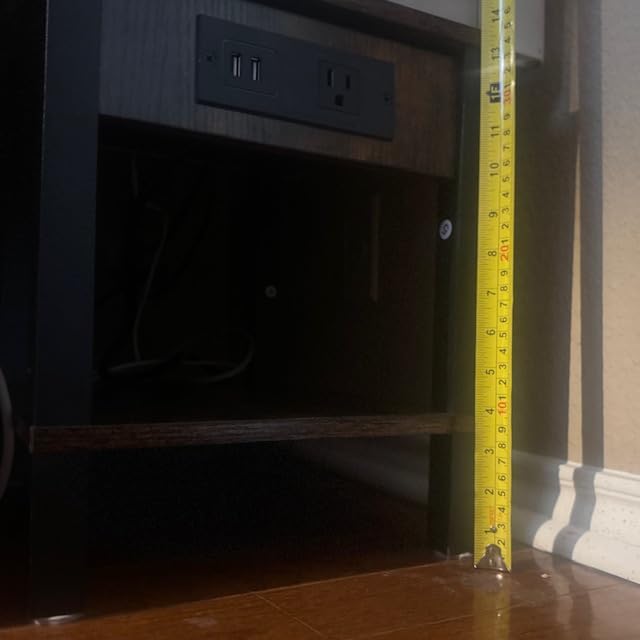 HOOBRO 2-Tier Printer Stand with Charging Station, Under Desk Printer Table, Printer Cart with Storage Shelves, Shelf for Small Spaces, for Home Office, Rustic Brown and Black BF38UPS01 customer photo 2
