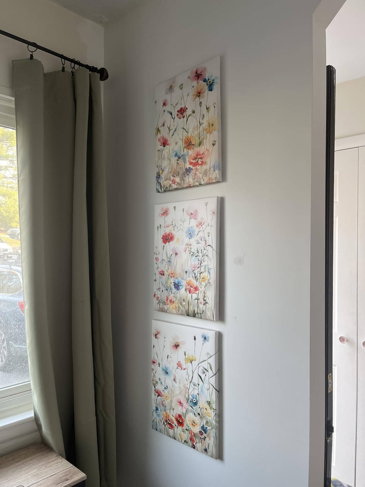 KISSFOX 3 Piece Canvas Wall Art Wildflowers Wall Decor Floral Pictures Botanical Paintings Colorful Prints Watercolor Artwork customer photo 1