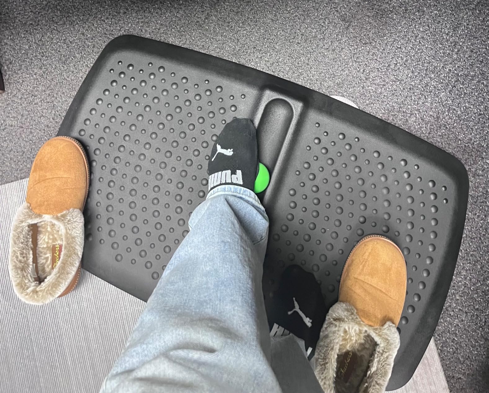 1 inch Thick Anti Fatigue Kitchen Mat Standing Mat with Massage Ball, Non Slip Standing Desk Mat with Massage Point, Multi-Purpose Comfort Floor Mat for Feet, Office, Home (Black, 17