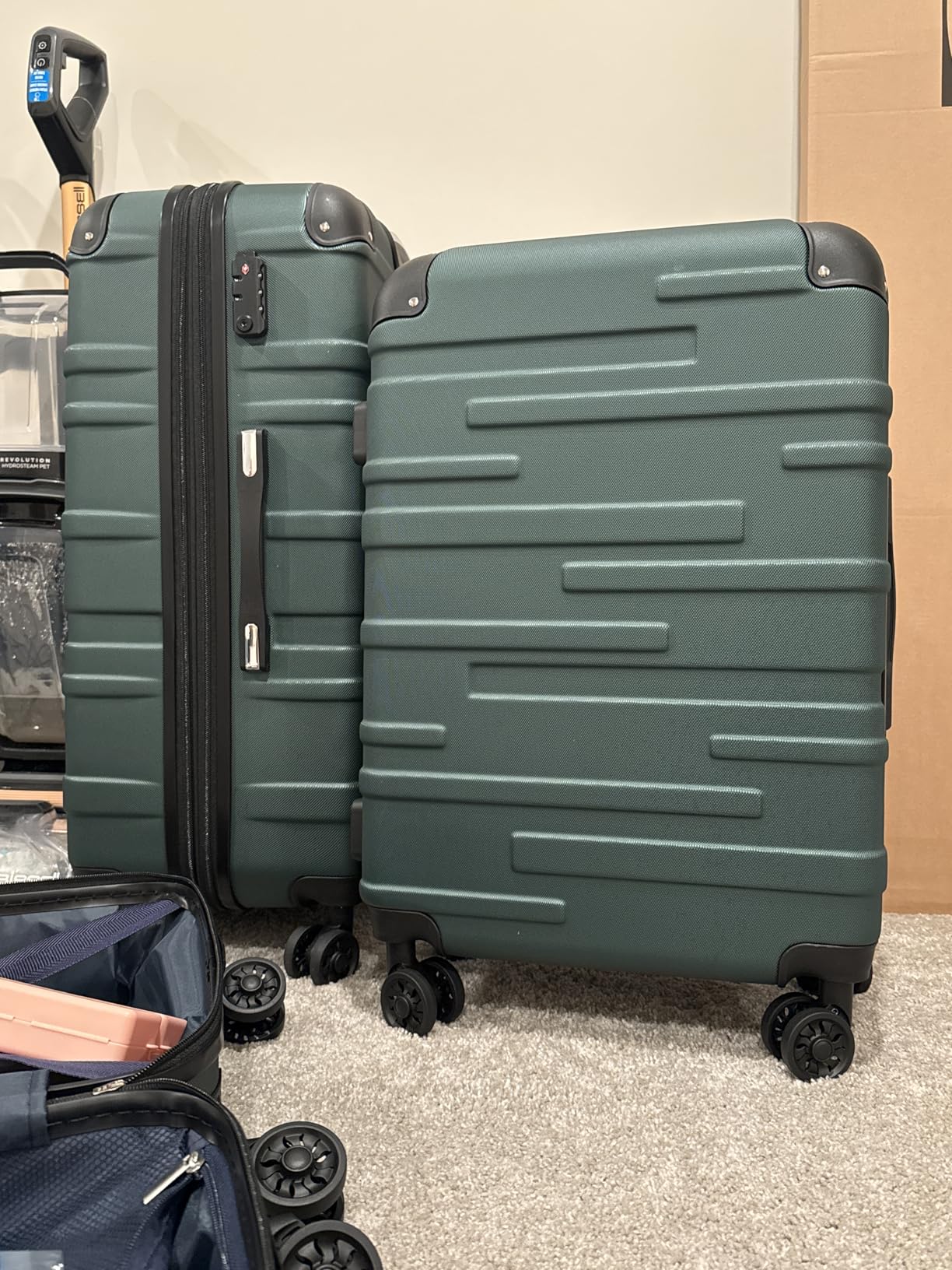 Coolife Hardside ABS Luggage, TSA Lock, Spinner Wheels, 28in Checked | ABS hardshell, scratch-resistant, 360° silent spinner wheels, YKK zippers, TSA lock, aluminum handle, 15% expandable customer photo 2