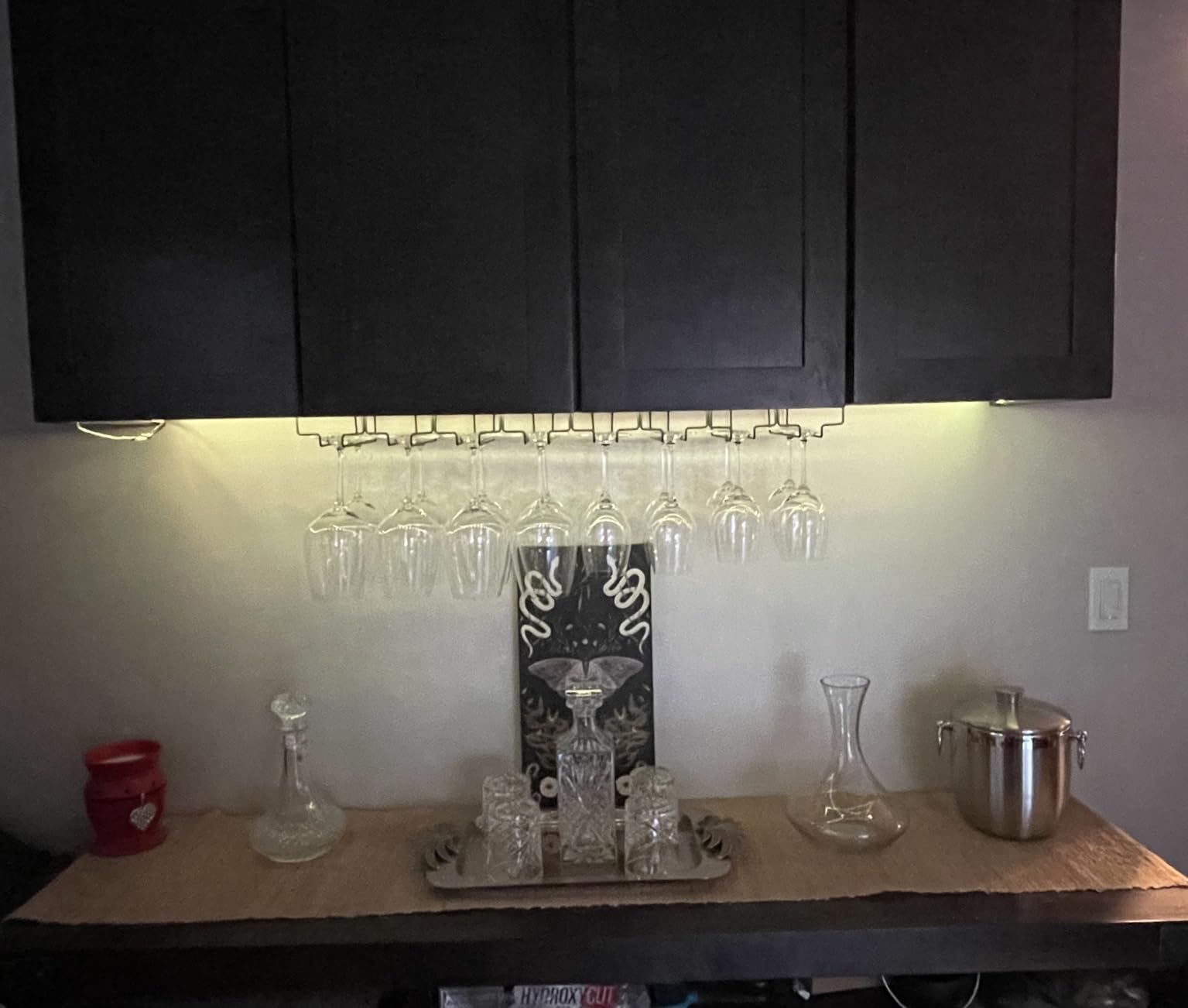 Xverycan 6 Row Wine Glass Rack Under Cabinet Large Capacity | Stemware Hanger for Wine Goblet, High Quality Metal with Matte Black Coating, for Bar Counter, Kitchen, Screws Included customer photo 2