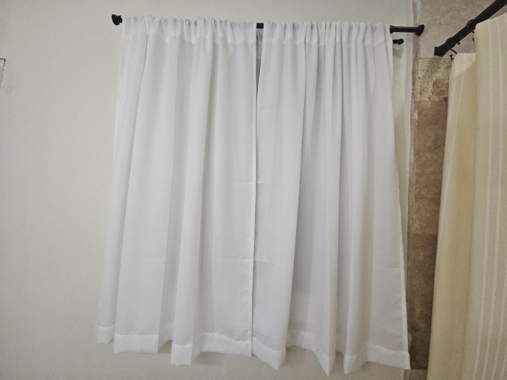 Tollpiz Short Linen Tier Curtains Rod Pocket Semi Sheer Half Kitchen Curtain Burlap Light Filtering Thick Linen Drapes for Bathroom, 30 x 24 inches Long, Natural, Set of 2 Panels customer photo 1