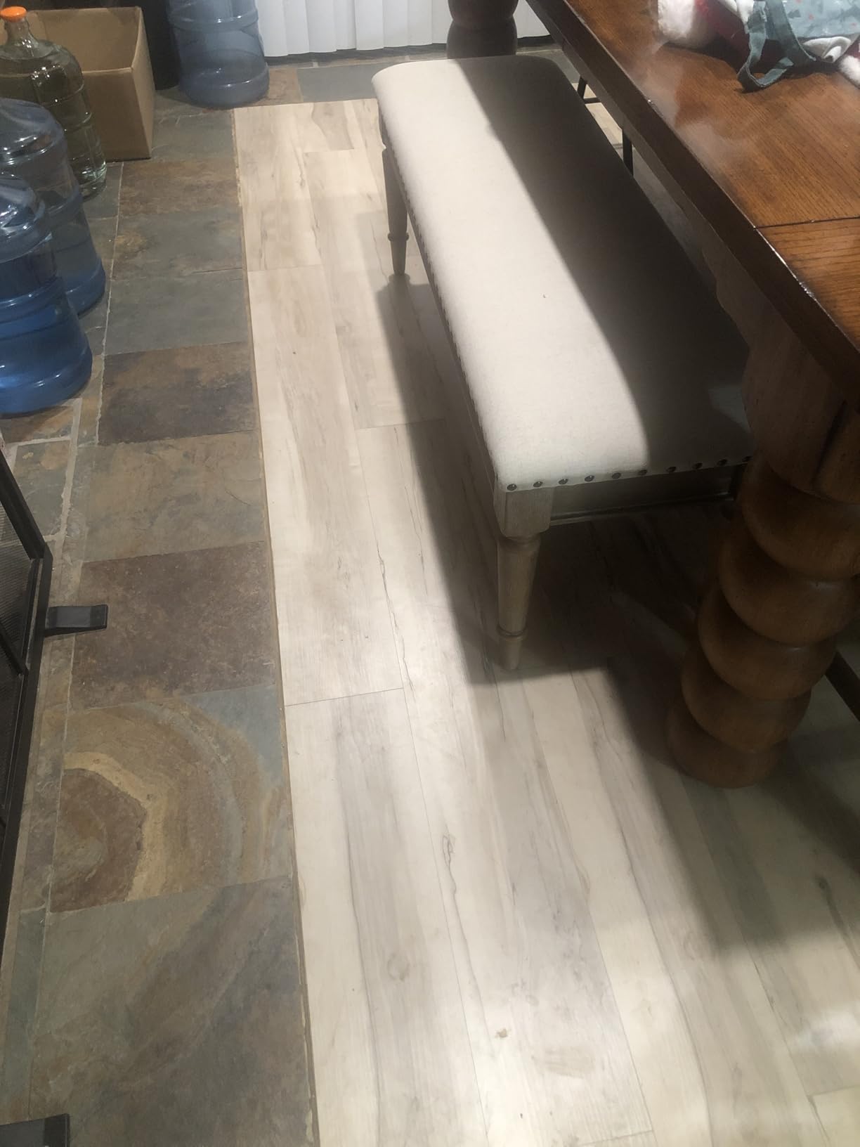 Maven Lane Elizabeth Traditional Wooden Upholstered Bench, Padded Seat for Kitchen Dining Room Table or Entryway in Antiqued Grey Finish customer photo 1