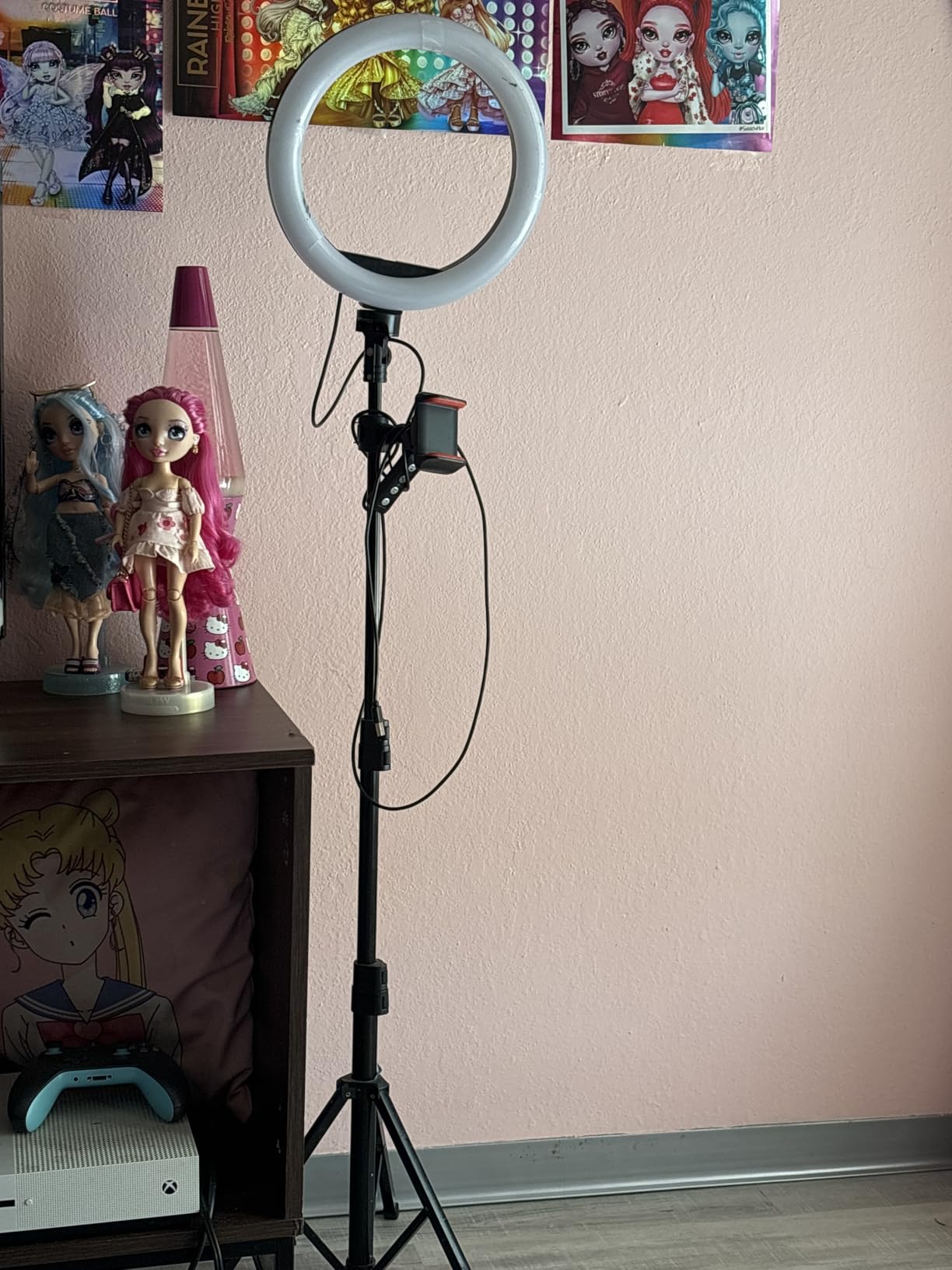 UBeesize 14'' LED Foldable Ring Light with 62'' Tripod Stand, Selfie Ring Light for Video Recording, Live Streaming, TikTok & YouTube, Compatible with iPhone & Android (Black) customer photo 2