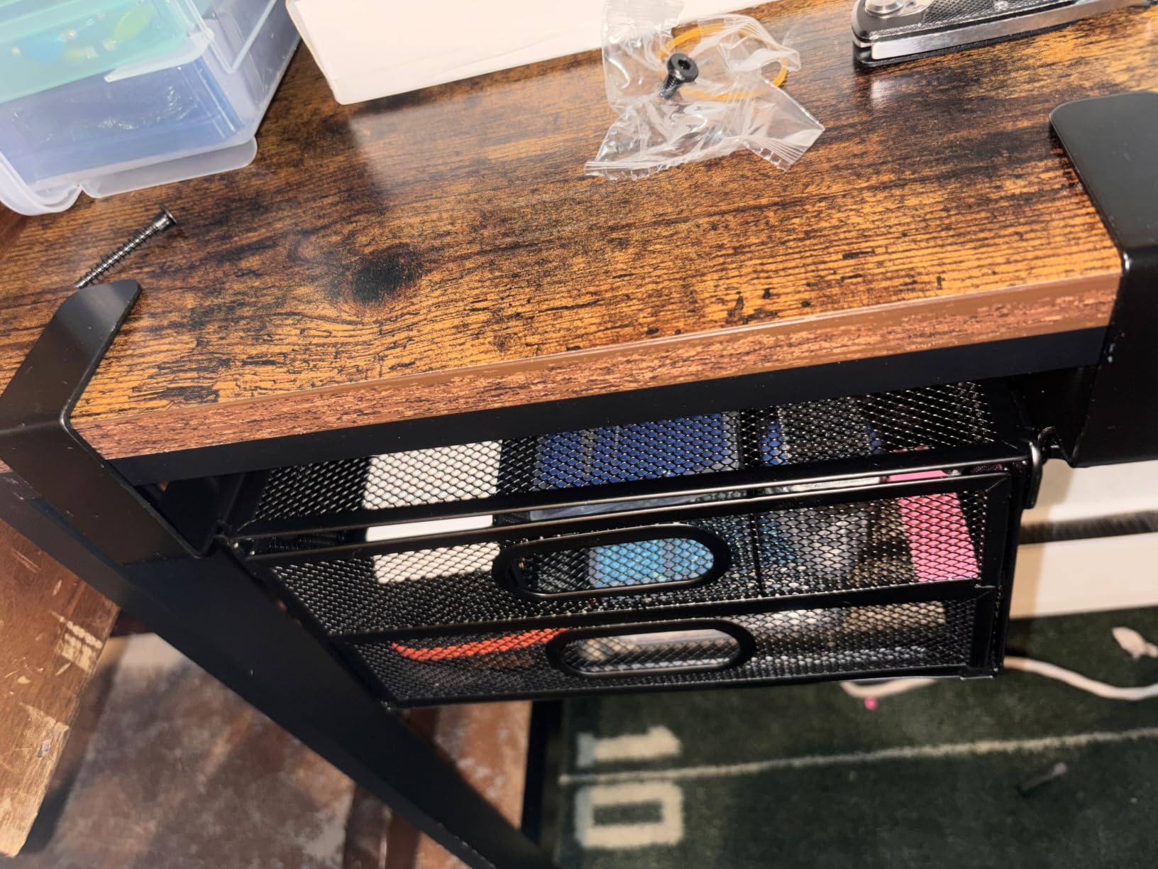 Under Desk Drawer Organizer No Drill Metal Under Desk Storage Drawer Container 2 Slide Out Cabinet Drawer Suitable for Home And Office (Medium) customer photo 2