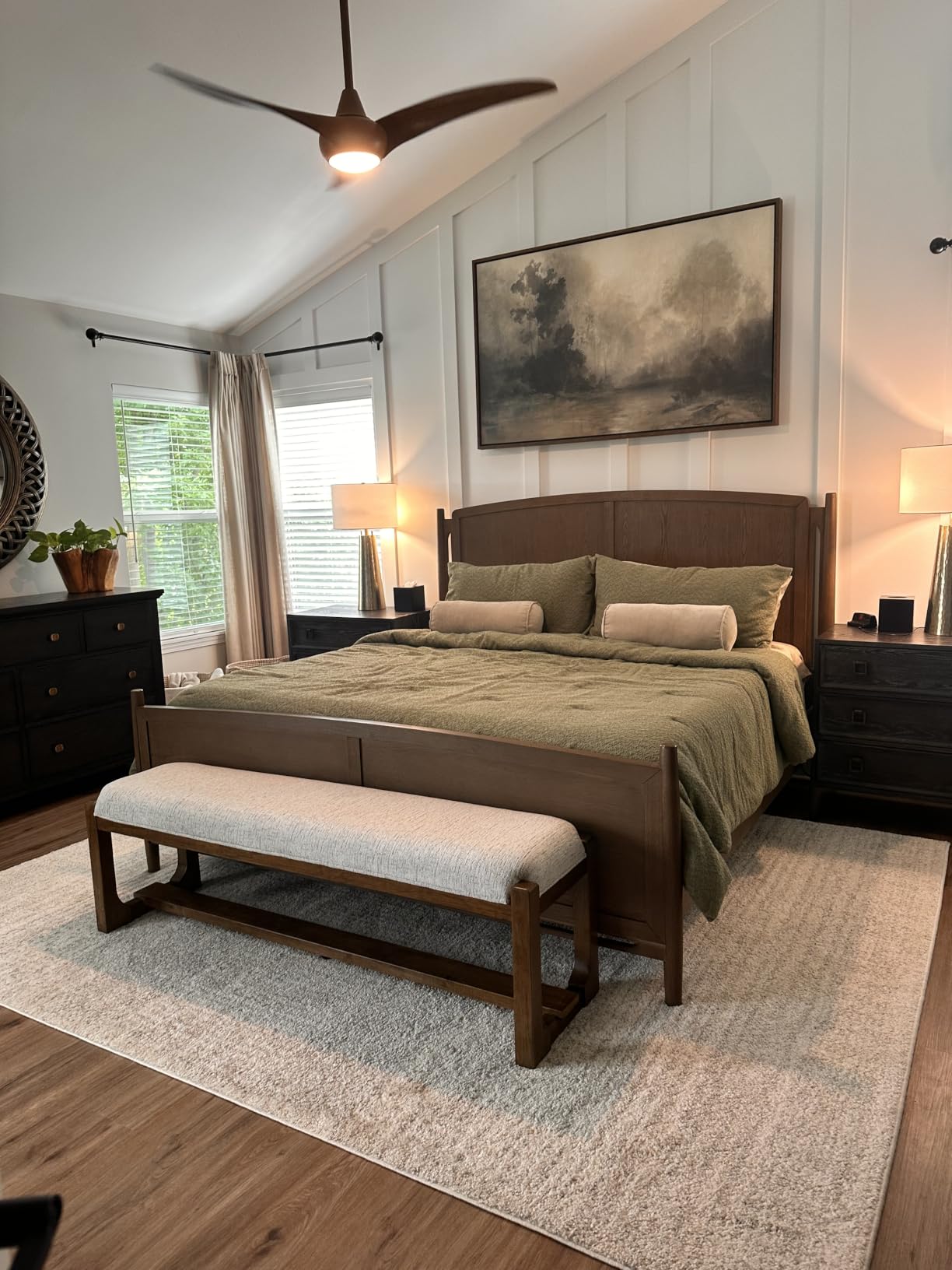Signature Design by Ashley Cabalynn Dining Bench, Upholstered Farmhouse Style, Hardwood Solids and MDF Substrates Frame, Ideal for End of Bed or Entryway, 63.5