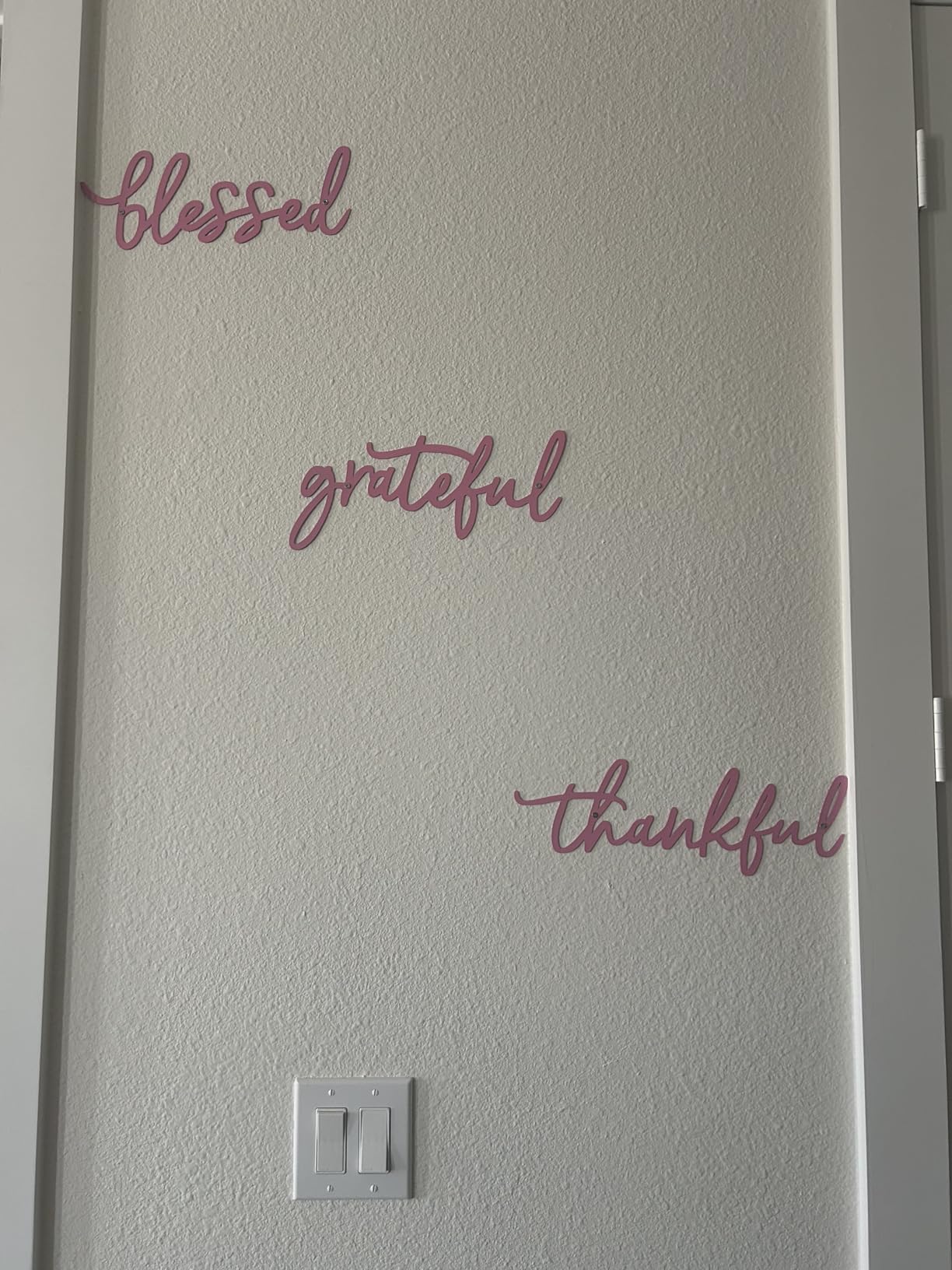 Thankful Grateful Blessed Letter Sign Metal Wall Decor, 3 Piece Black Letters Wall Art for Bathroom Bedroom Metal Words Wall Decor for Home Decor customer photo 2