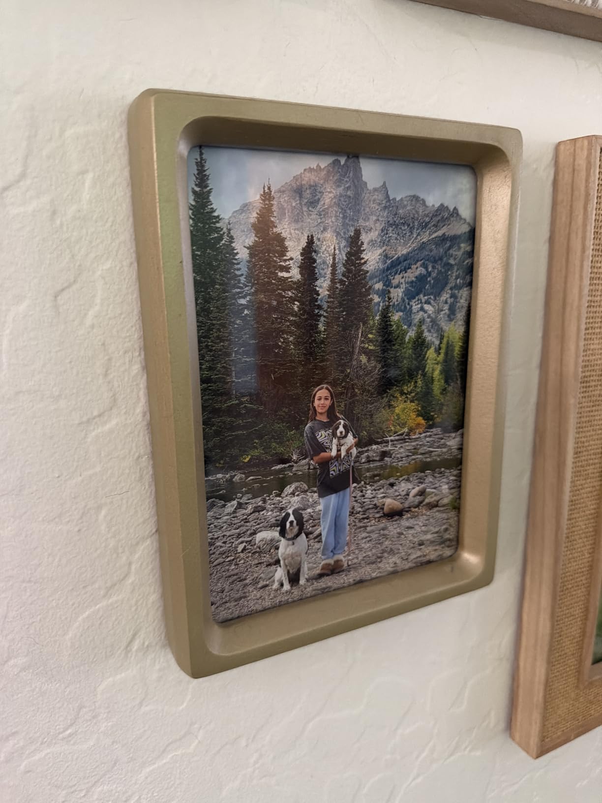 Picture Frame, USA-Sourced Hardwood Photo Frame, Walnut, 8x10 | Mortise&Tenon Joint, HD Tempered Glass, Acid-Free Bevel Cutting Matted to 5x7 Photos, Versatile Display Options customer photo 1