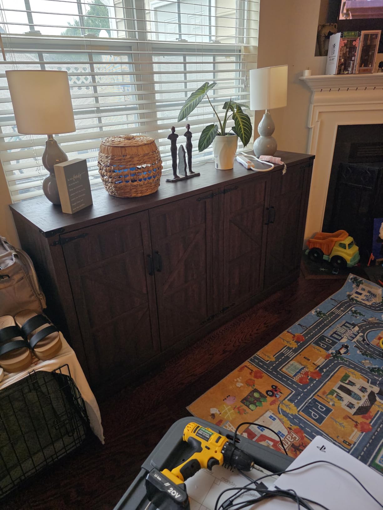 65 Inch Sideboard Buffet Cabinet with Storage, Farmhouse Kitchen Pantries Sideboard Cabinets with Adjustable Shelves, Wooden Coffee Bar Cabinet Buffet Table for Kitchen, Dining Room, Brown customer photo 1