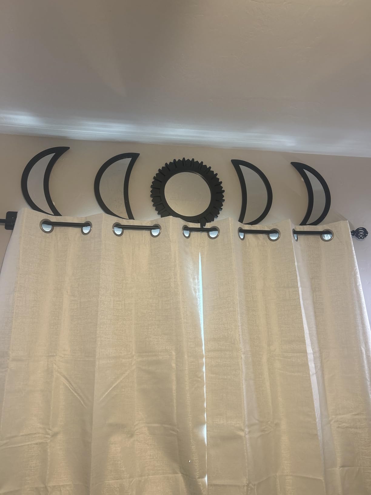 WAKOSAN Moon Phase Wall Mirror Set, 5PCS Wooden and Real Glass Mirrors Bohemian Style customer photo 2