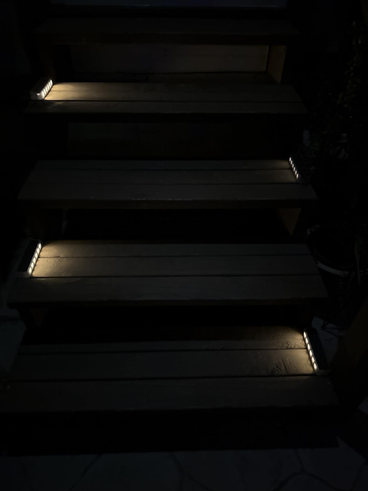 DetarZinLED Solar Step Lights for Outside,4 Pack Solar Stair Lights Outdoor Waterproof,Warm White Deck Light Solar Powered Waterproof for Steps,Stairs,Walkway,Sidewalk,Patio,Pathway customer photo 1