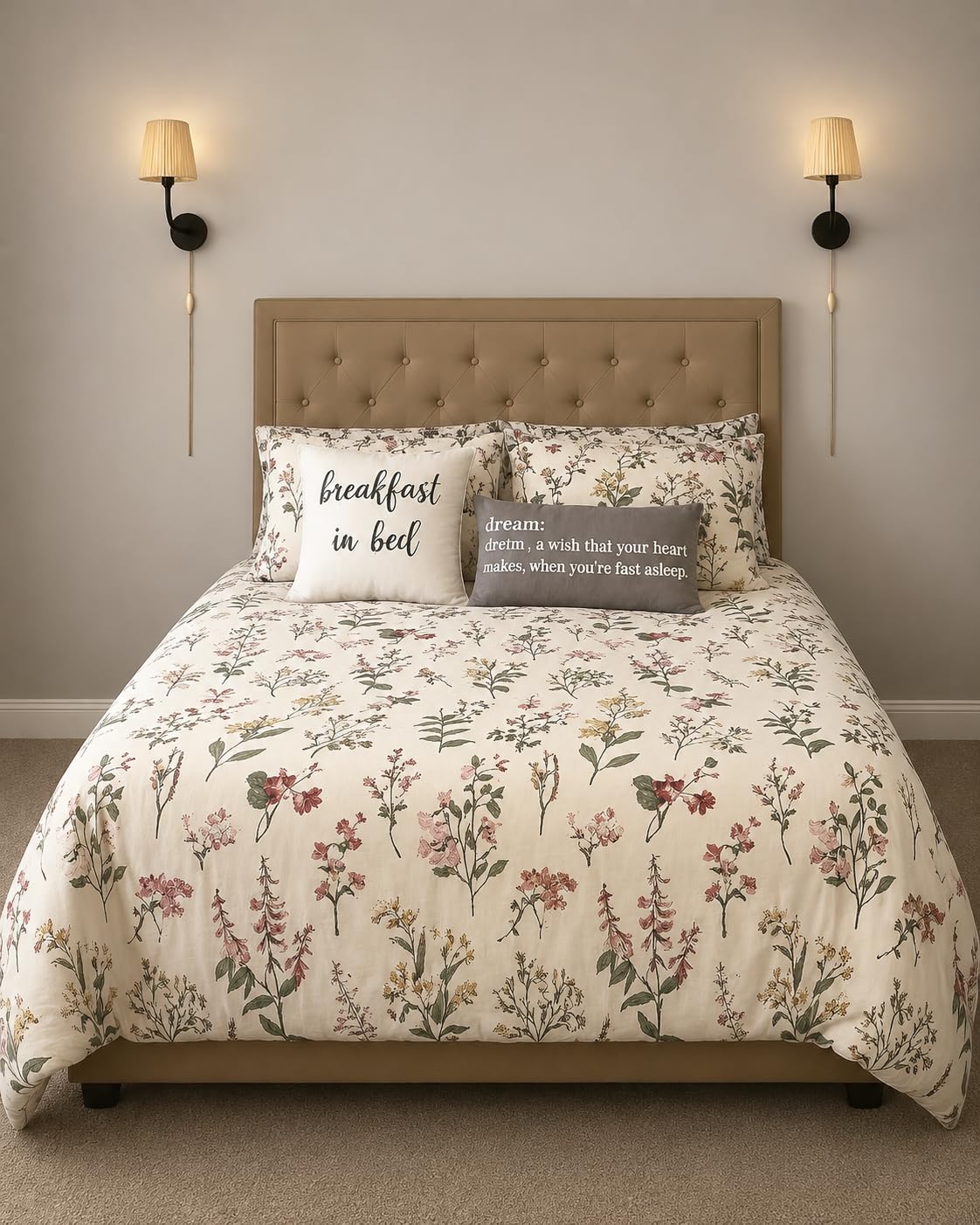 OAITE Duvet Cover Set, 100% Cotton Comforter Cover with Leaf Pattern Duvet Cover Set, Soft Bedding Set Includes with 3 Piece (2 Pillow Shams, 1 Duvet Cover) customer photo 1