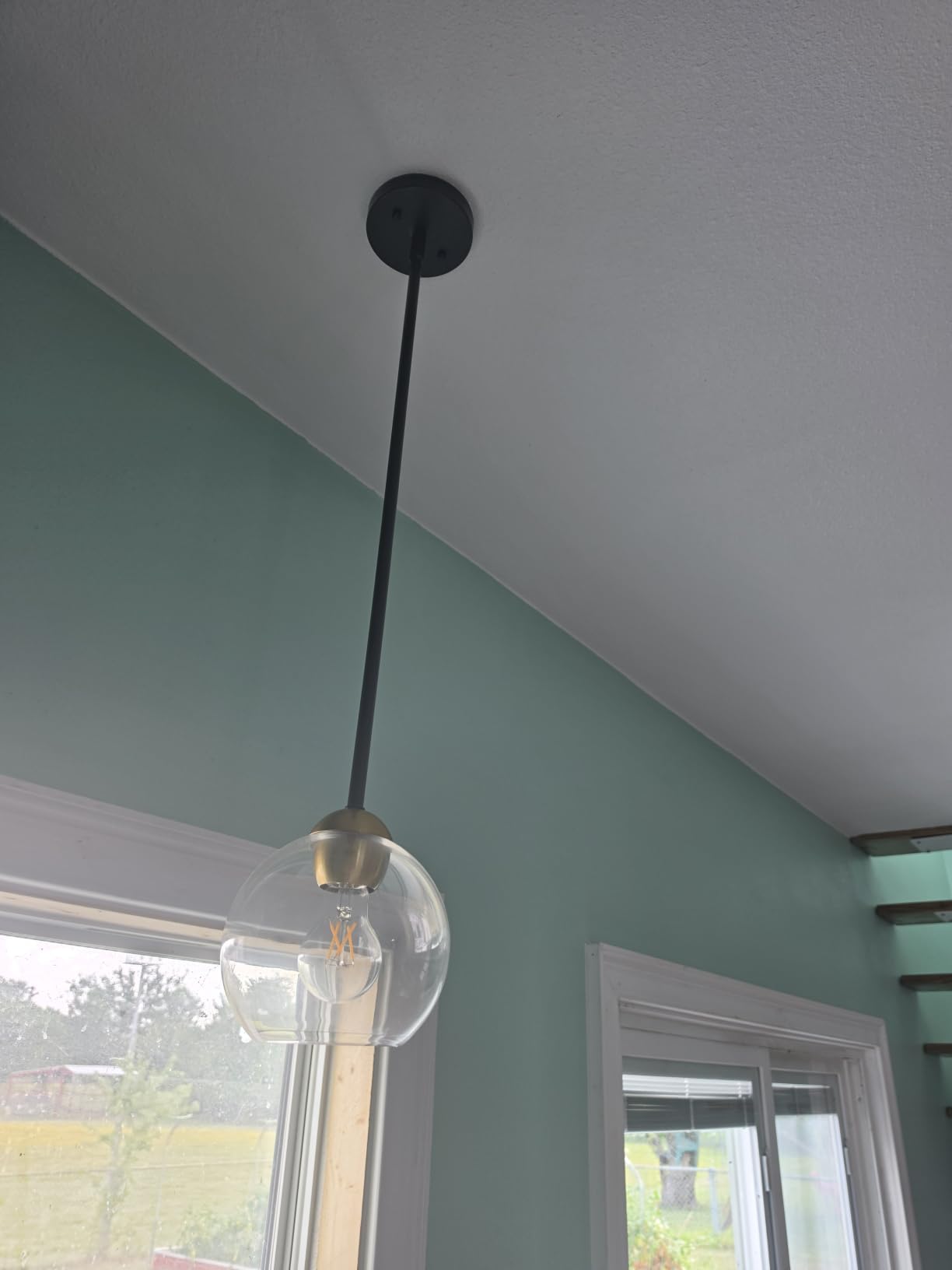 Emak 2 Pack Black and Gold Pendant Light Fixtures, Modern 7 Inch Globe Pendant Lights Kitchen Island with Clear Glass Shade, 1 Light Hanging Lights for Kitchen, Bedroom, Bathroom, PL119-BKBGD-2PK customer photo 1