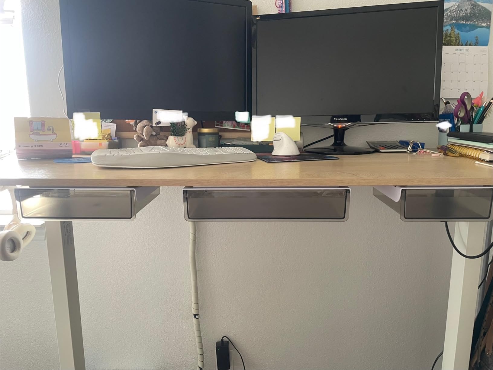 SVNNELP Under Desk Table Drawer Storage Organizer, 3 Pack Large & Medium & Small Slide Out Desk Drawers - Hidden Desktop Organizer, Attachable Pencil Storage Tray Under Table (SML) customer photo 1
