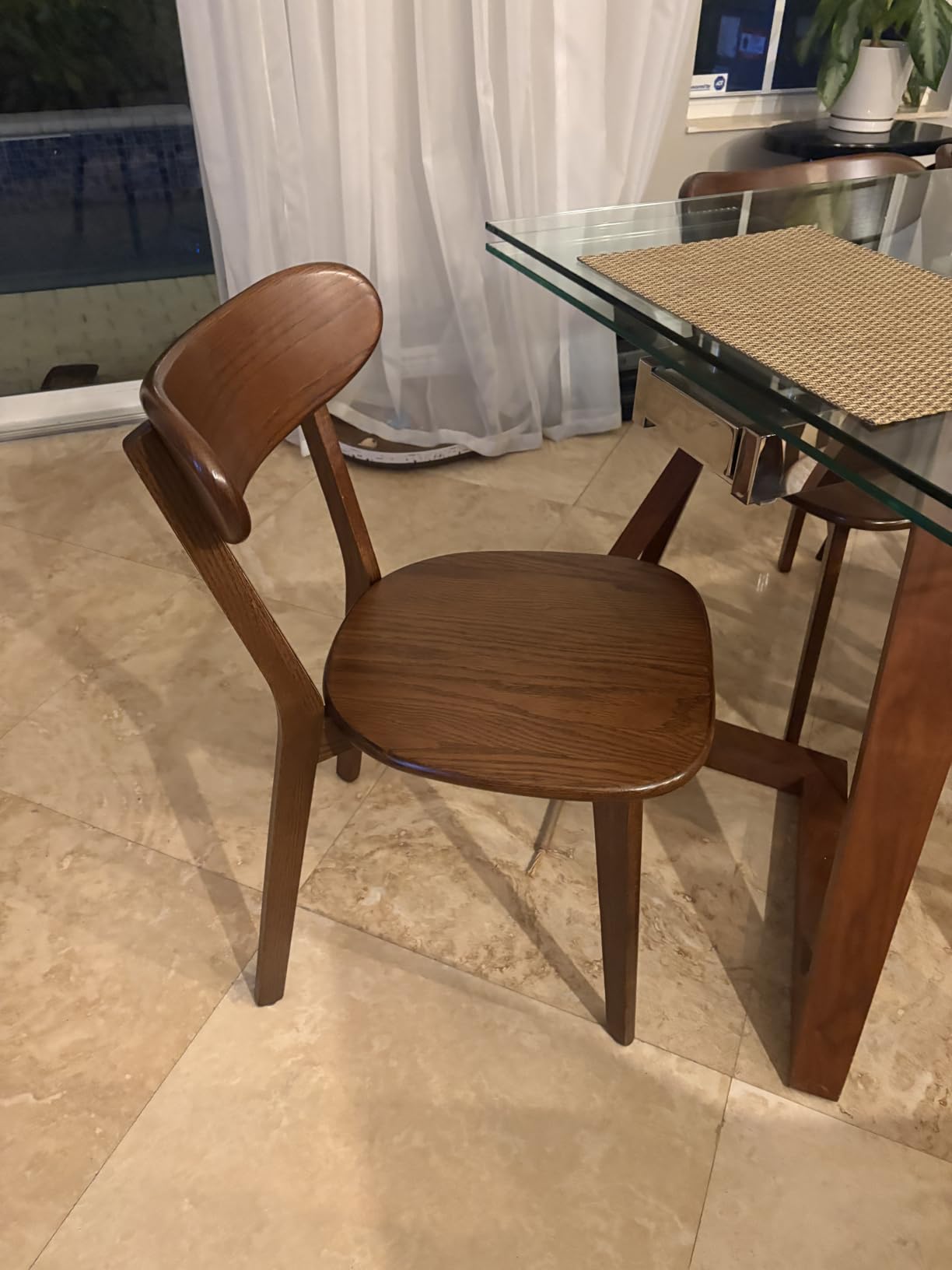 Oak Dining Chairs, Kitchen Chairs, 100% Solid Wood Modern Dinner Chair with Curved Backrest, Dining Room Chair for Kitchen, Living Room, Study (4PK, Walnut) customer photo 2