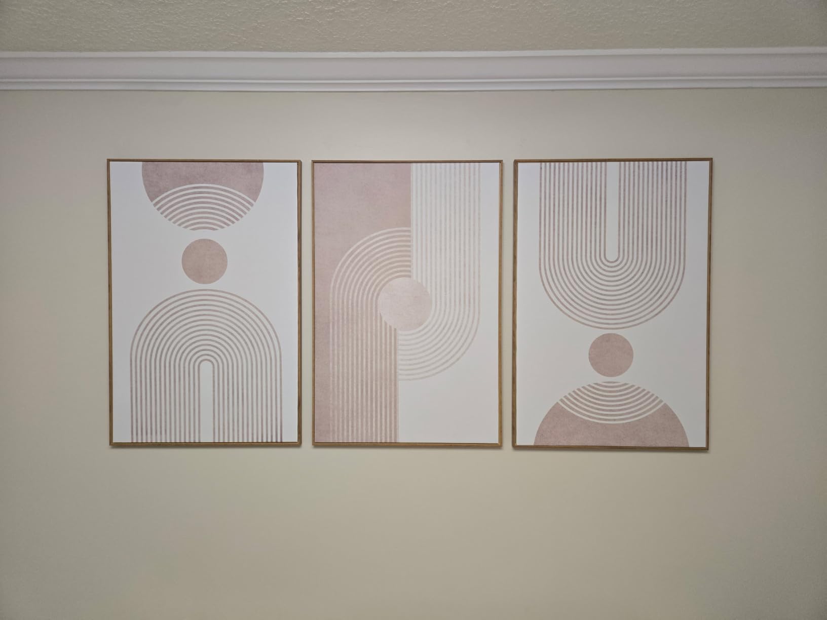 BINCUE Beige Neutral Canvas Wall Art Framed Geometric Abstract Wall Decor Mid Century Modern Artwork Wall Decor for Living Room Bedroom Office 16x24 Set 3 customer photo 1