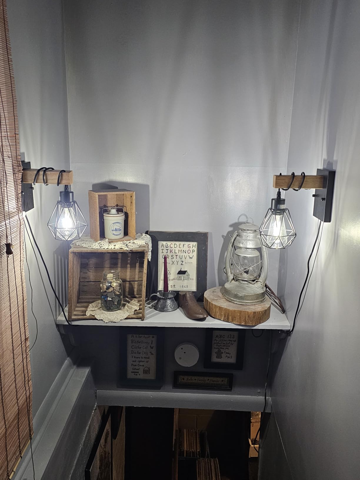 Lomoky Plug in Wall Sconces Set of Two, Vintage Wood Wall Lamps with Plug in Cord, Farmhouse Wall Light Fixture with 5.25FT On/Off Switch Cord, Indoor Sconces Lighting for Bedroom Living Room customer photo 1