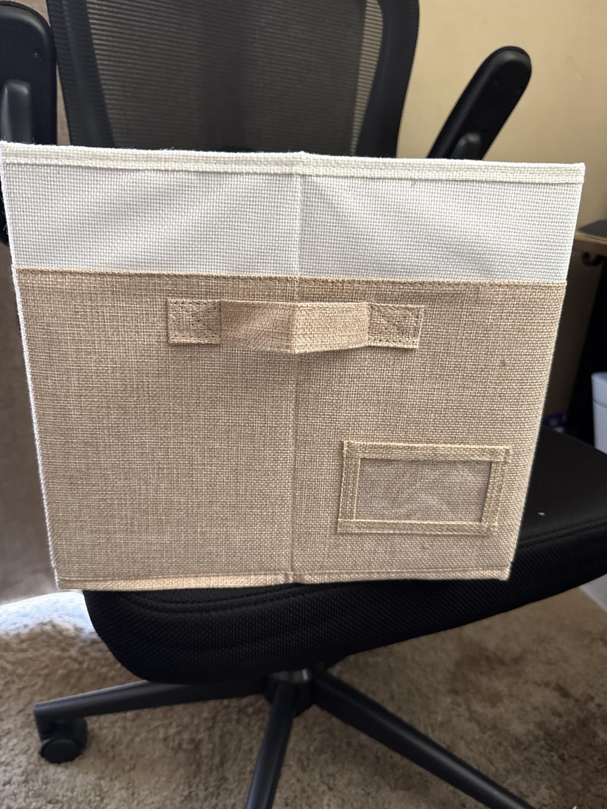 GRANNY SAYS Closet Storage Bins with Label, Khaki&Ivory, Medium, 3-Pack | Closet Storage Bins, Storage Baskets for Closet, Fabric Bins for Clothes, Closet Organizer Bins, Clothes Storage Organizer customer photo 2