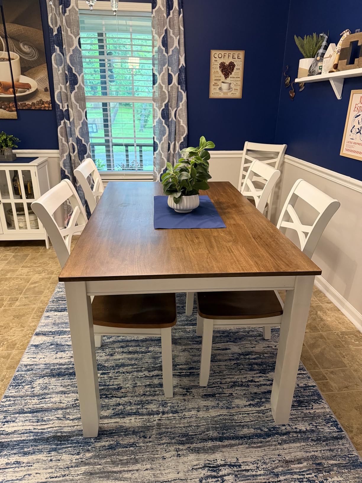 Lexicon 7-Piece Dining Set, Wooden Dining Table and 6 Chairs, Cherry/White | Farmhouse Dining Set, Rectagular Table, Cross Back Chairs, Easy Assembly Seater for Indoor Home, Dinner, Kitchen, 2-Tone customer photo 1