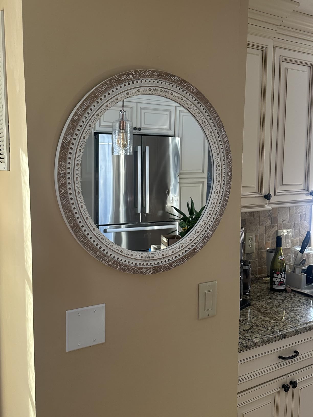 36x24 Inch Arched Wall Mirror, Rustic Farmhouse Wood Mirrors for Bathroom customer photo 2
