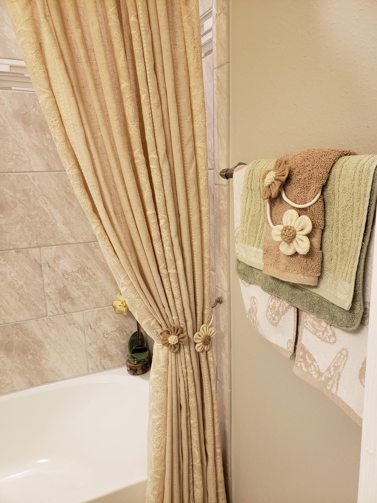SRG Curtain Tiebacks for Curtains 2 Pack, Decorative Curtain Holdbacks for Drapes, Handmade Tie Backs No Drilling for Home Bedroom Window Decor - Sunflower Cream Khaki customer photo 2