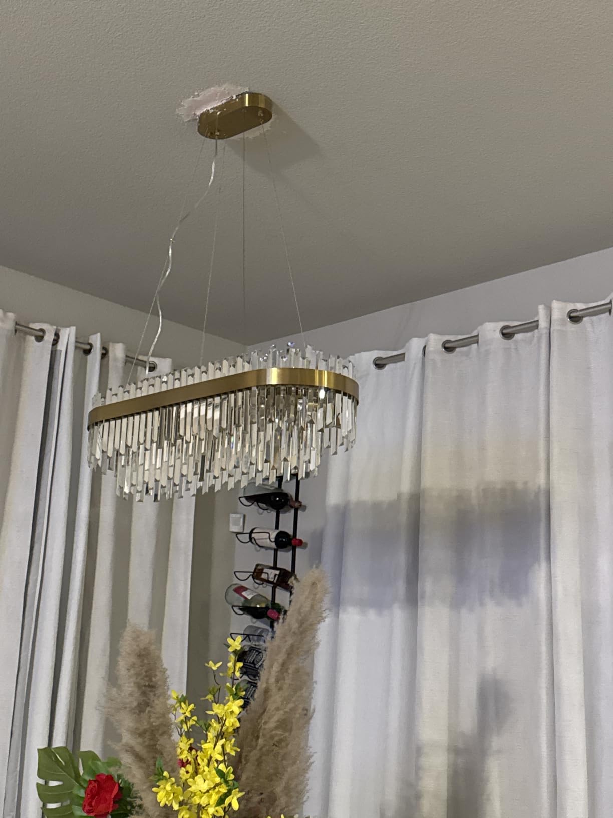 Crystal Chandelier 9-Light 2-Tier Brushed Gold Round for Dining Room | 23.6