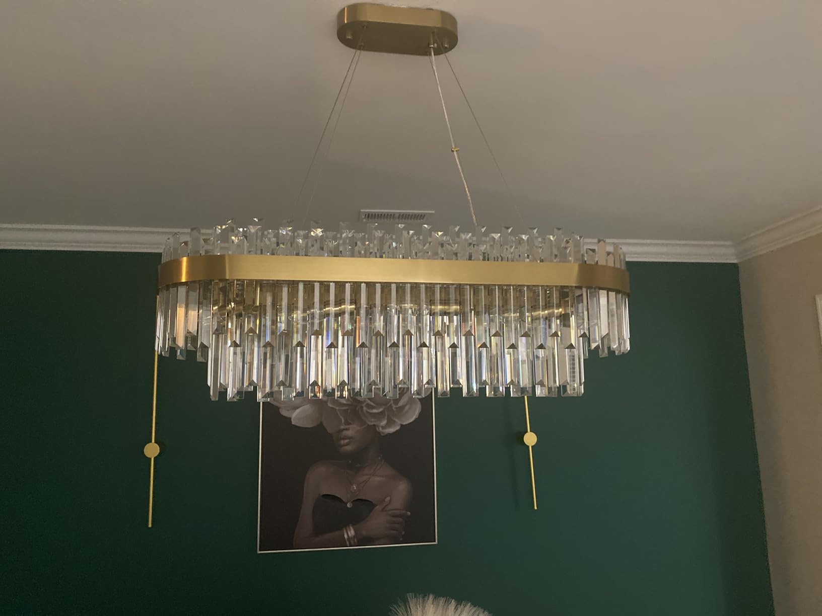 Crystal Chandelier 9-Light 2-Tier Brushed Gold Round for Dining Room | 23.6