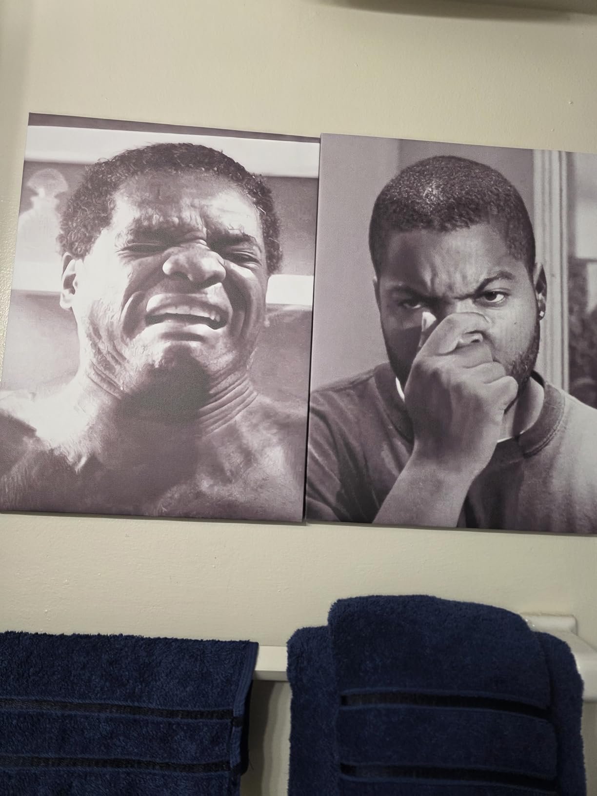 Framed Funny Bathroom Canvas Wall Art Set of 2 - Black and White Vintage Comedy Movies Posters Funny Toilet Humour Wall Decor Prints customer photo 1