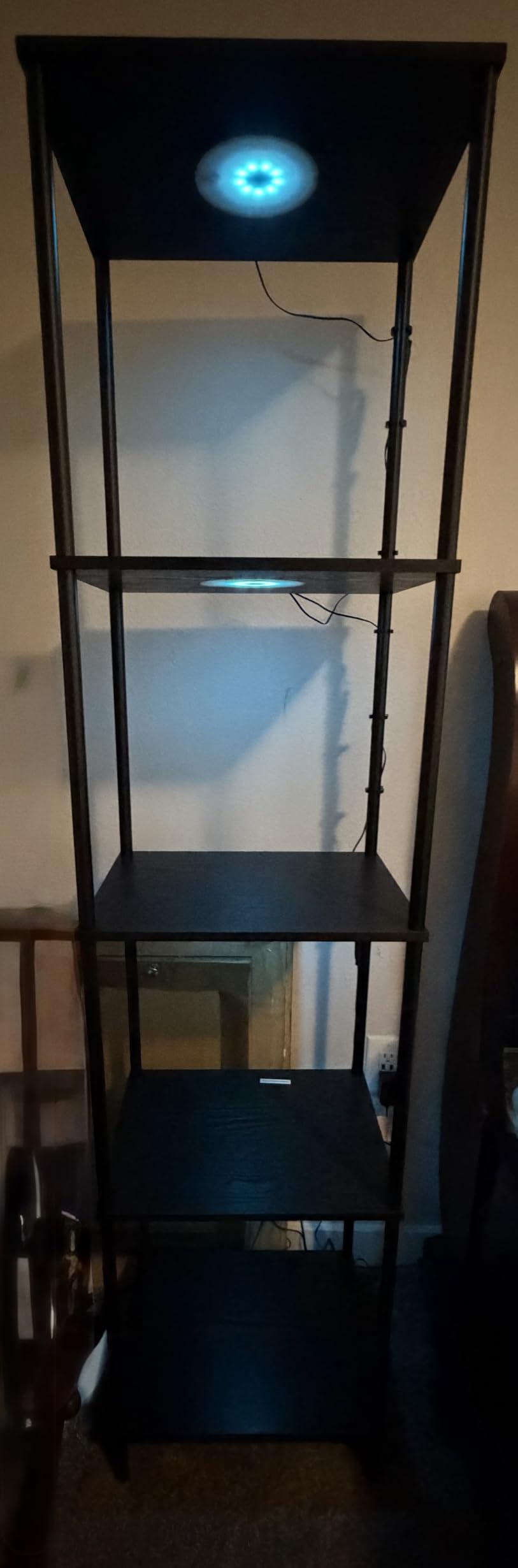 Display Shelf with RGBW Light, Color Changing Curio Cabinet Floor Lamp with Shelves, Black customer photo 1