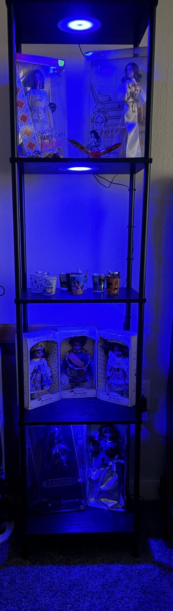 Display Shelf with RGBW Light, Color Changing Curio Cabinet Floor Lamp with Shelves, Black customer photo 2