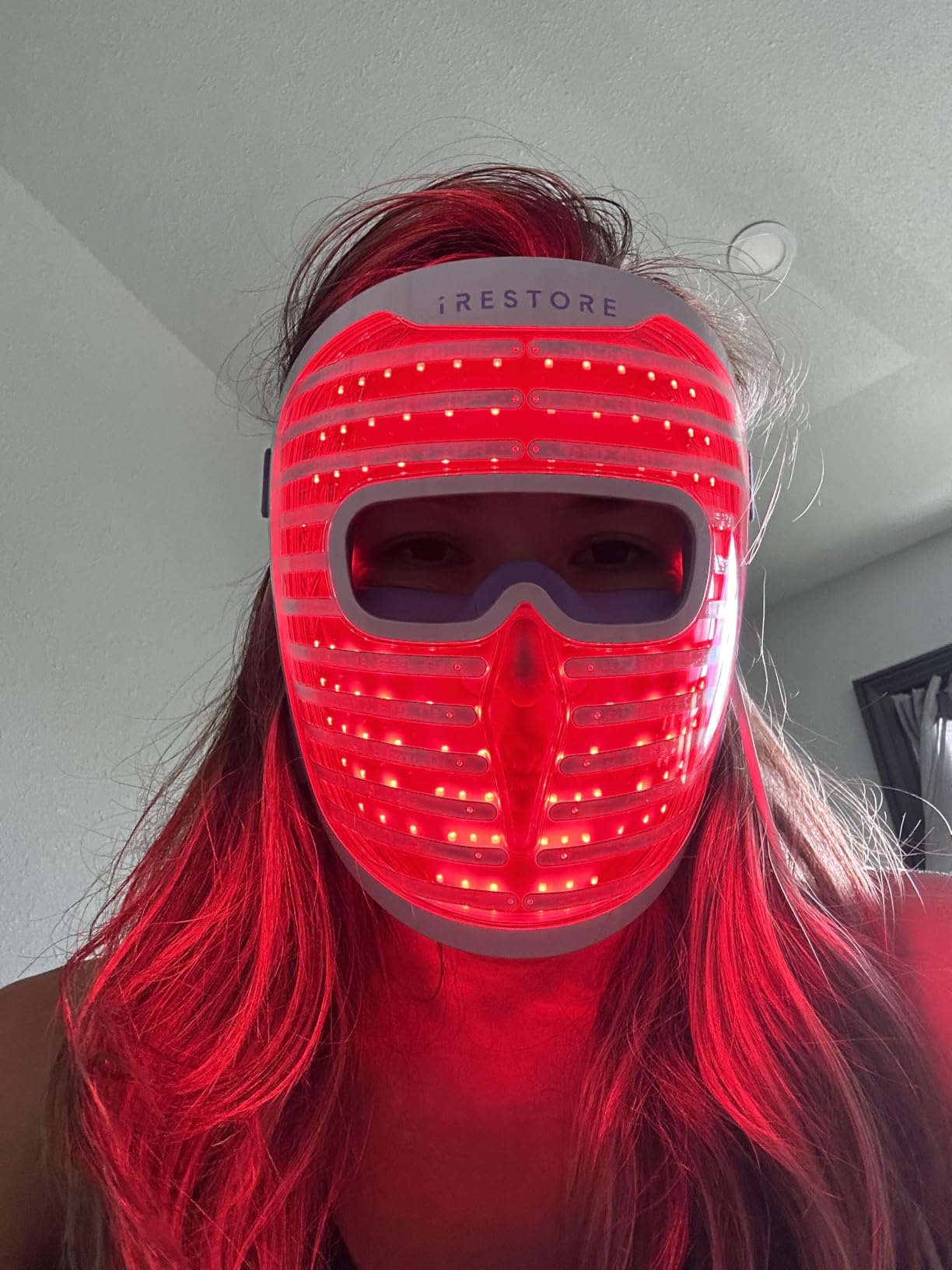iRestore LED Face Mask for Youthful Skin, Red Light Therapy for Face, Red, Blue & Infrared Therapy for Wrinkles, Fine Lines, Dark Spots with 360 LEDs, Skincare Device for Women & Men customer photo 2