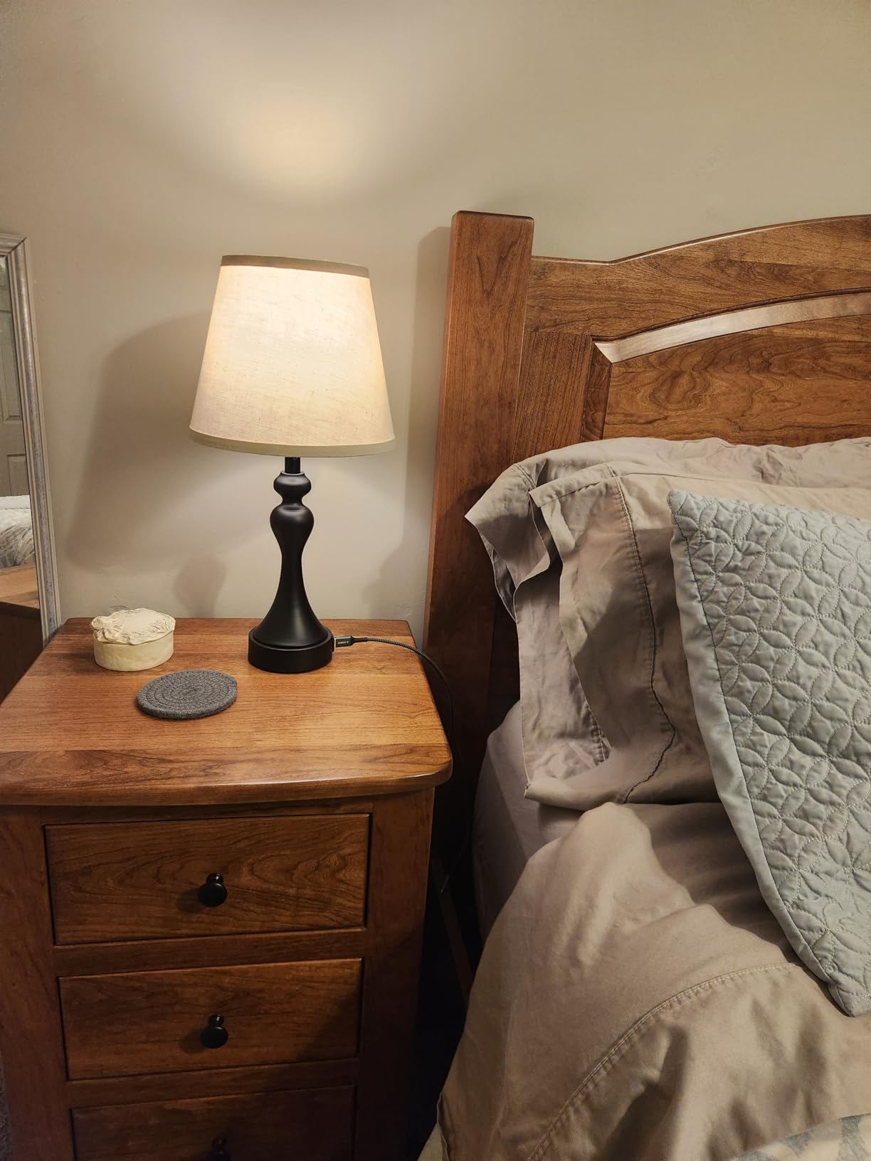 Touch Lamps for Nightstand, 3 Way Dimmable Bedside Lamps with USB C+A Ports | Touch Control, LED Bulb Included, Small Black Table Lamp for Bedroom, Night Stands, End Table, Gift,Corded customer photo 2
