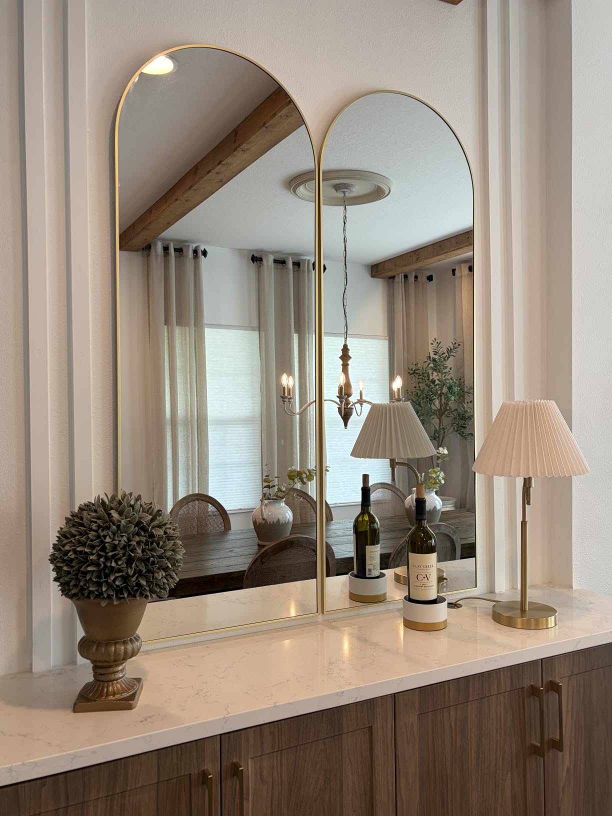 Prywot Arched Full Length Mirror, 70x26 Free Standing Floor Mirror, Gold customer photo 1