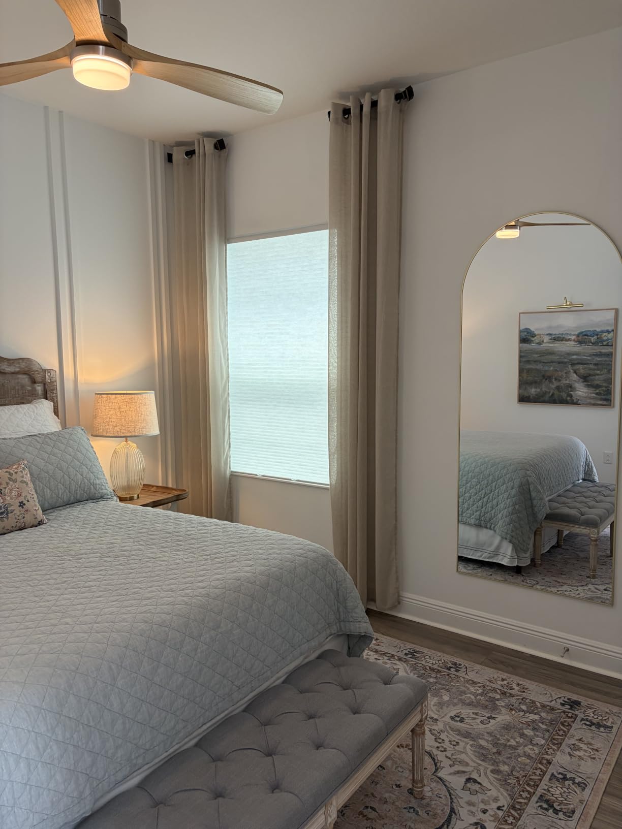 Prywot Arched Full Length Mirror, 70x26 Free Standing Floor Mirror, Gold customer photo 2