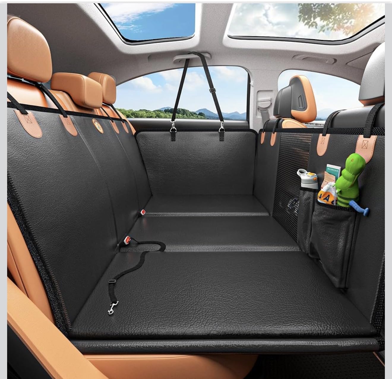 MYJAQI Back Seat Extender for Dogs, Waterproof Dog Car Seat Cover for Back Seat with Hard Bottom, 2026 Upgraded Material, Anti Scratch, Safer, Easy to Use and Clean, Holds 400lbs customer photo 2