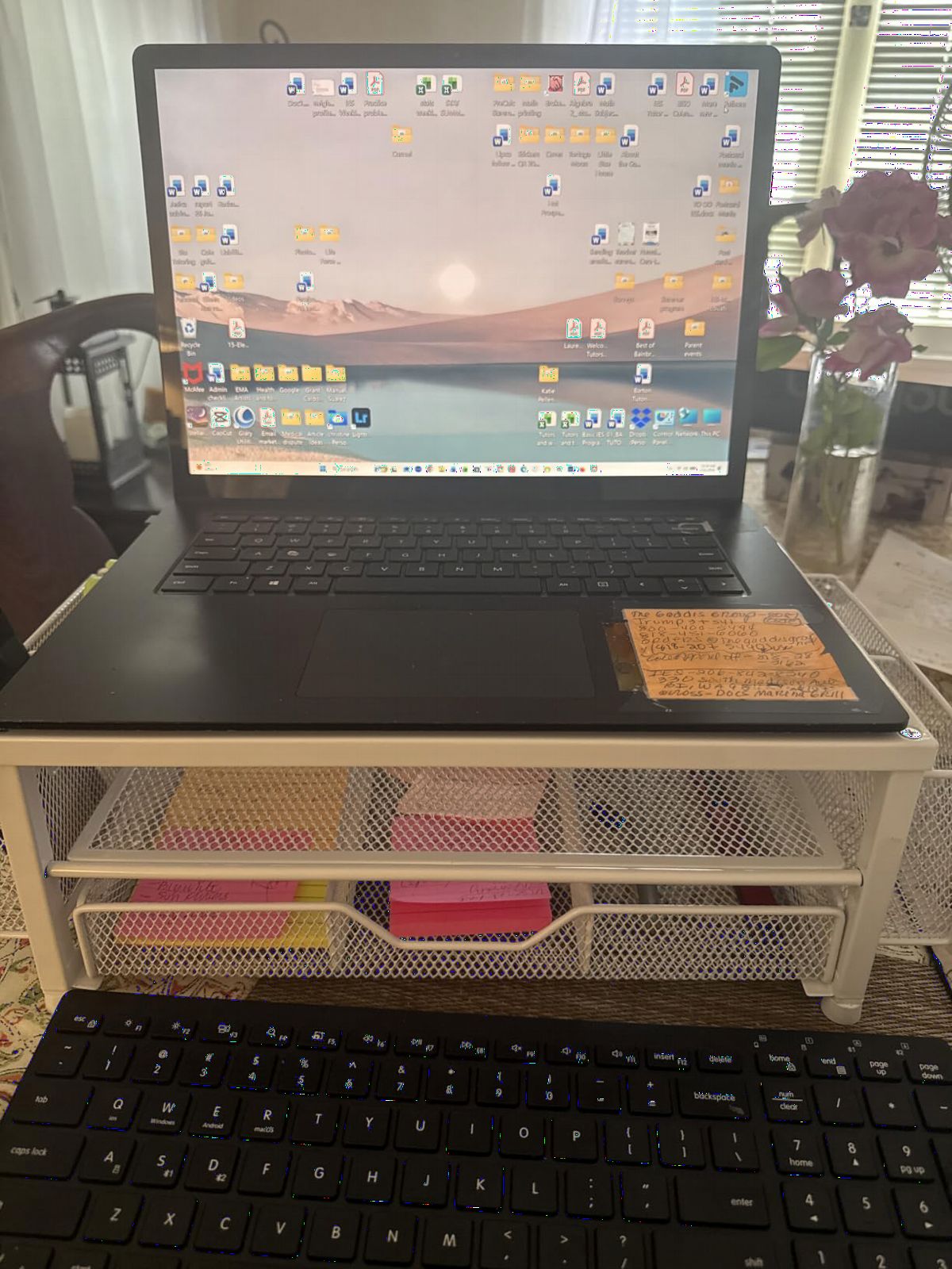 OPNICE Desk Organizer and Accessories, 2-Tier Computer Monitor Stand Riser with Drawer and 2 Pen Holders, Laptop Stand, Office Desk Accessories for Office Supplies, Black customer photo 2